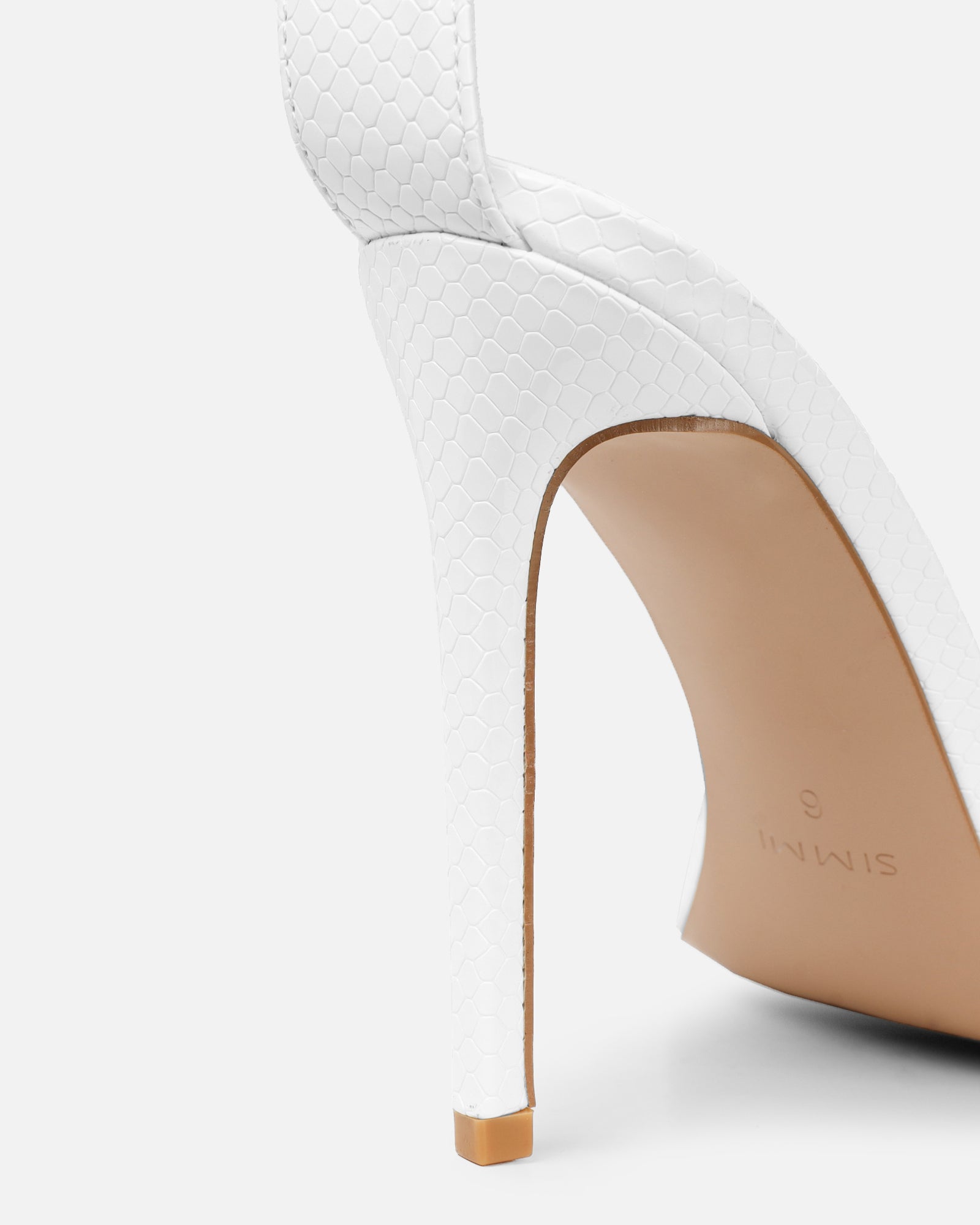 Harika White Snake Chain Detail Heeled Sandals | SIMMI London