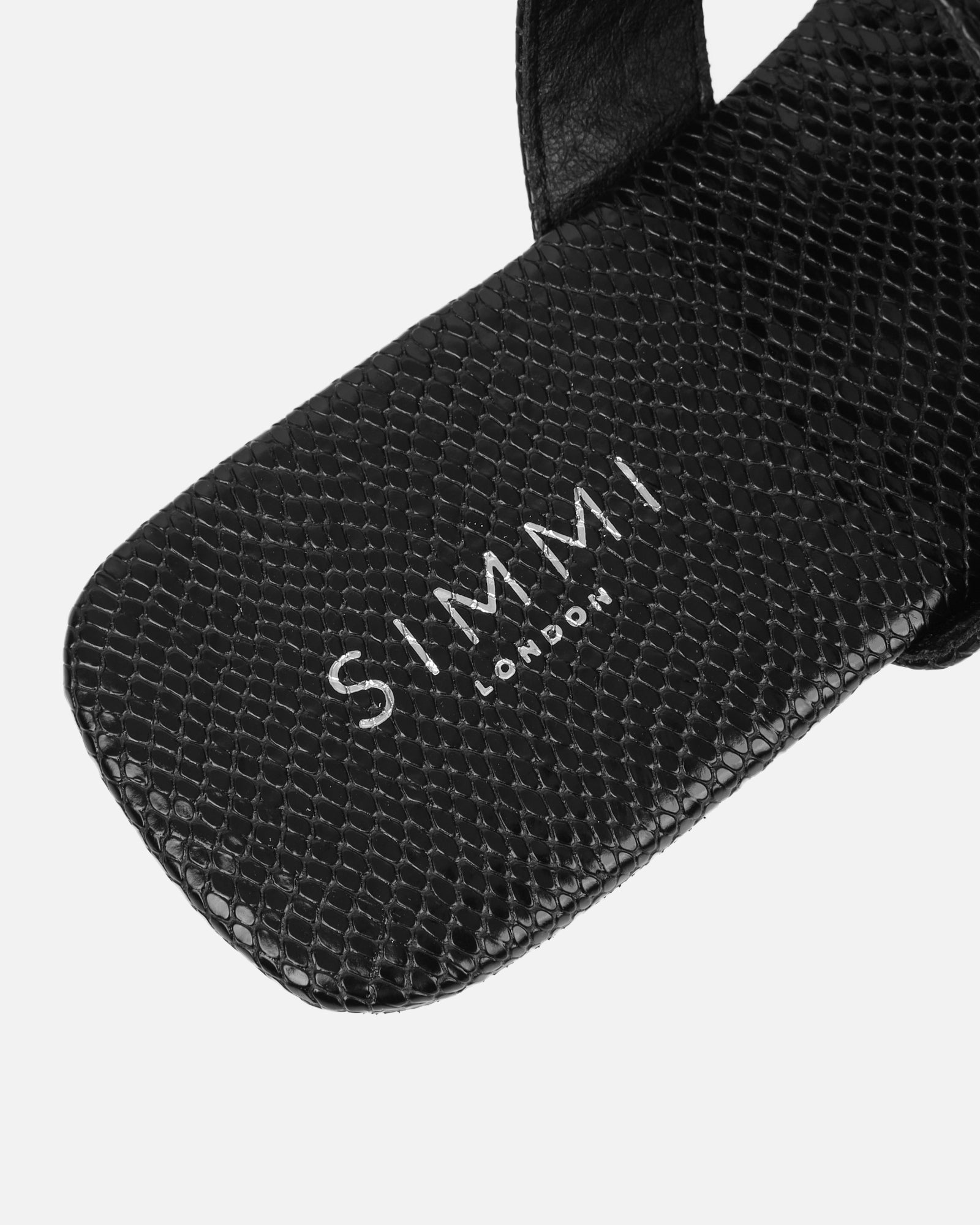 Harlowe Black Snake Buckle Detail Flat Sandals | SIMMI London