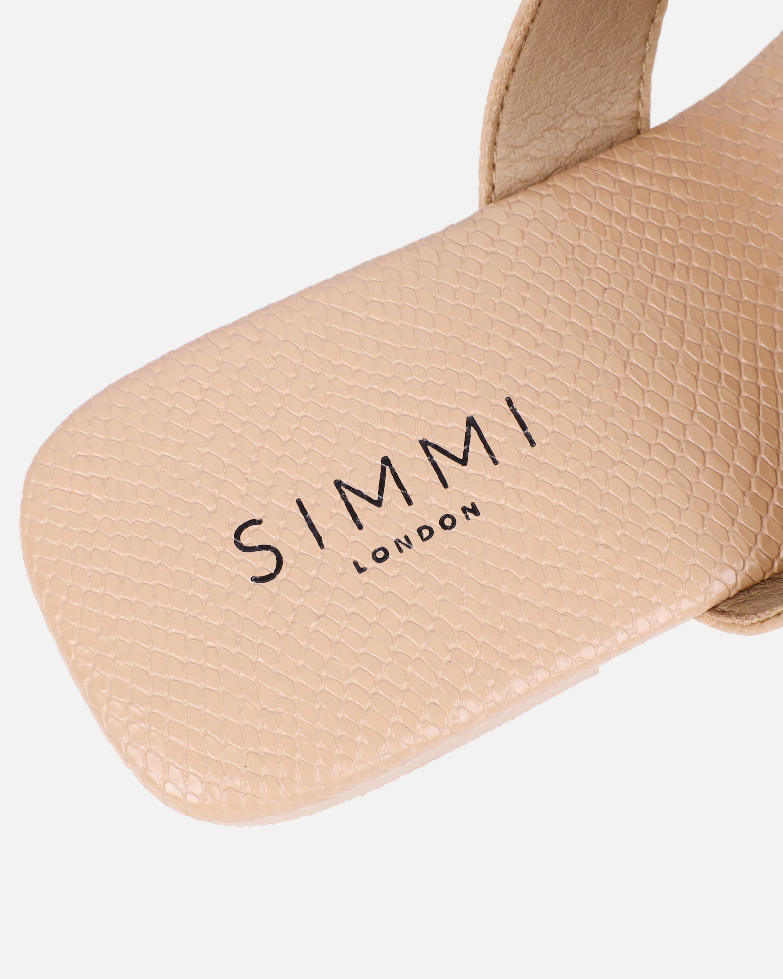 Harlowe Nude Snake Buckle Detail Flat Sandals | SIMMI London