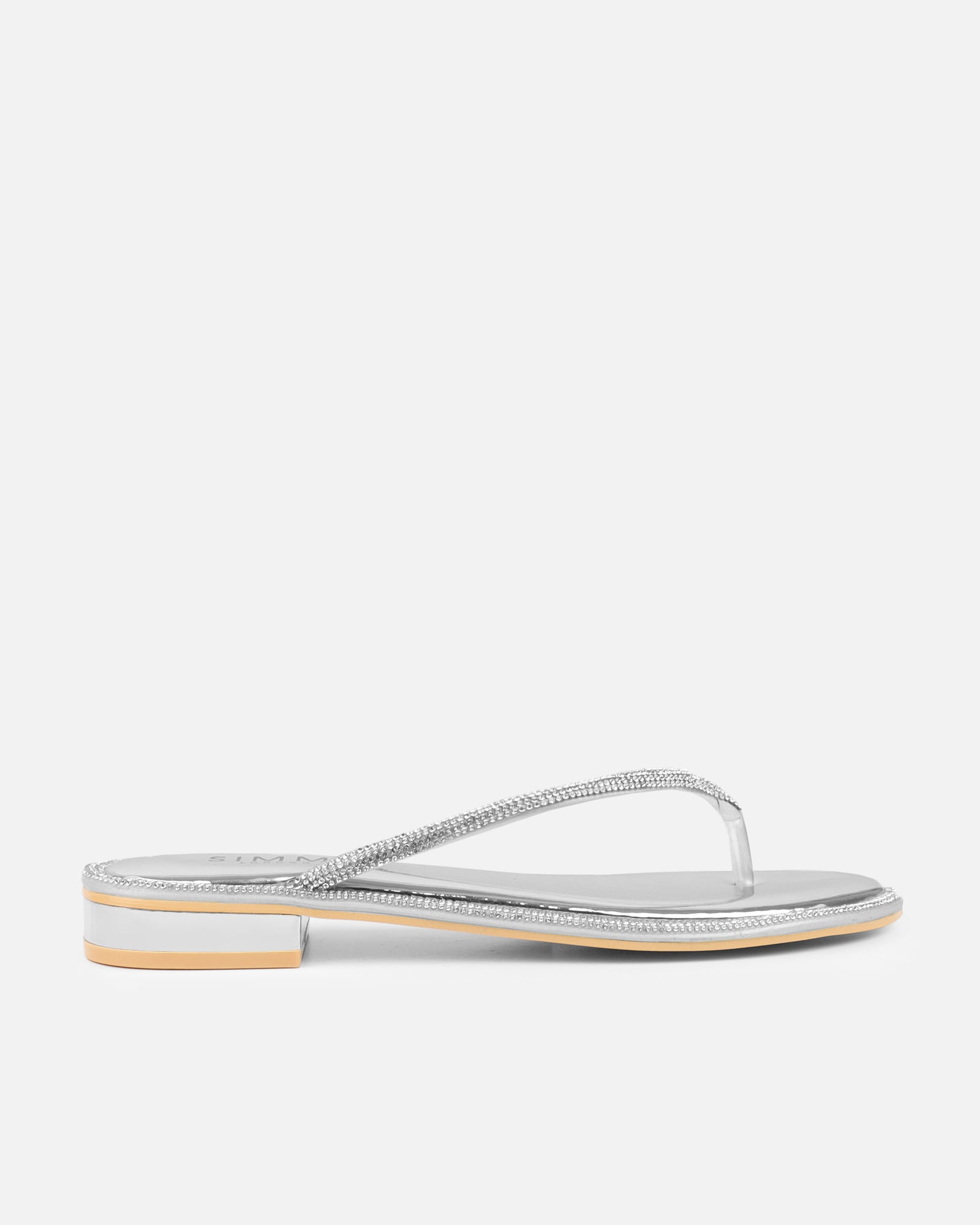 Havanah Silver Mirror Diamante Toe Thong Sandals | SIMMI London