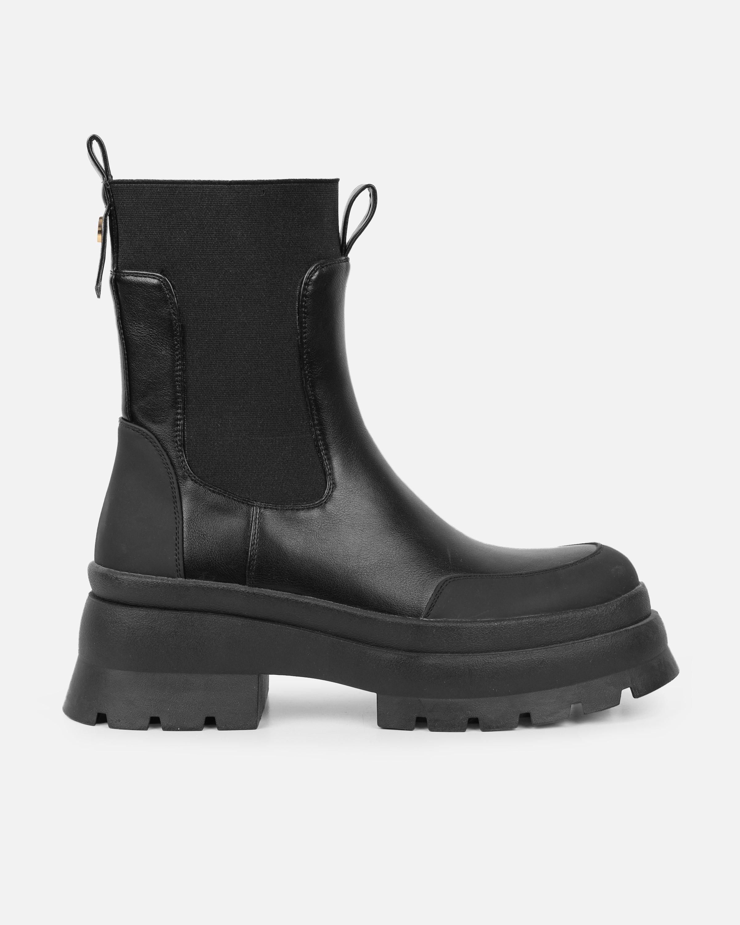 Heckton Black Flat Chunky Ankle Boots | SIMMI London