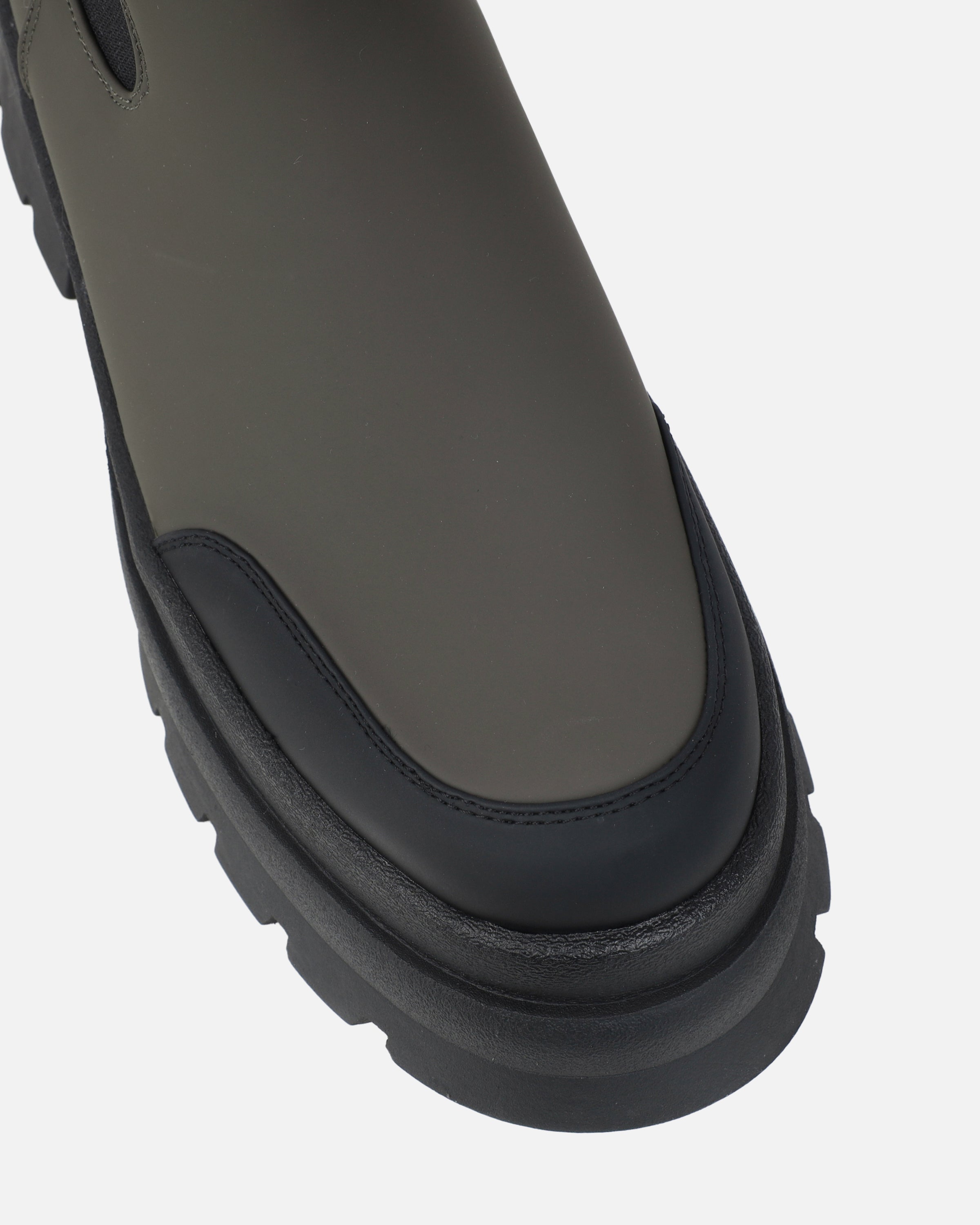 Heckton Khaki Flat Chunky Ankle Boots | SIMMI London