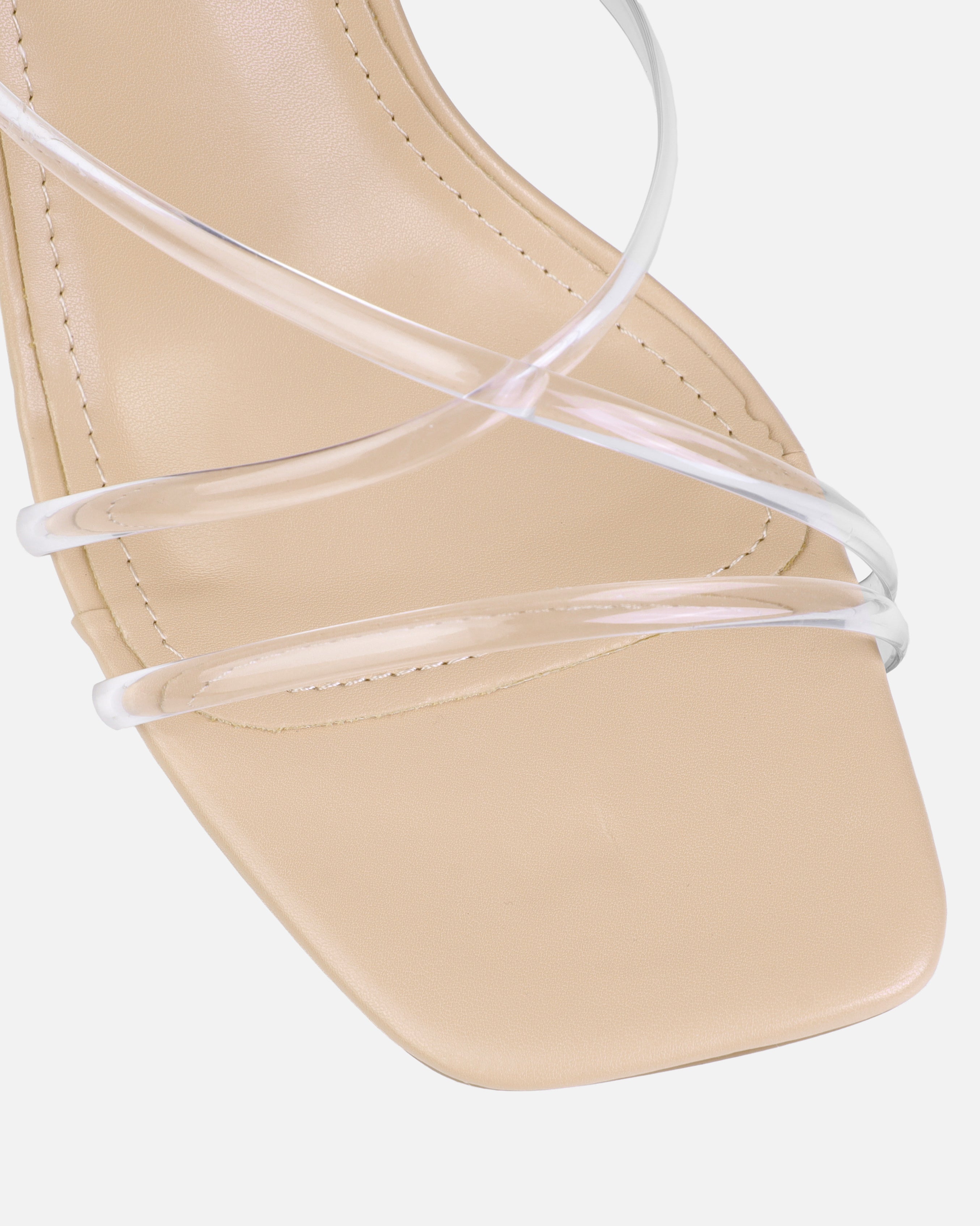 Honie Clear Nude Mid Heel Mules | SIMMI London