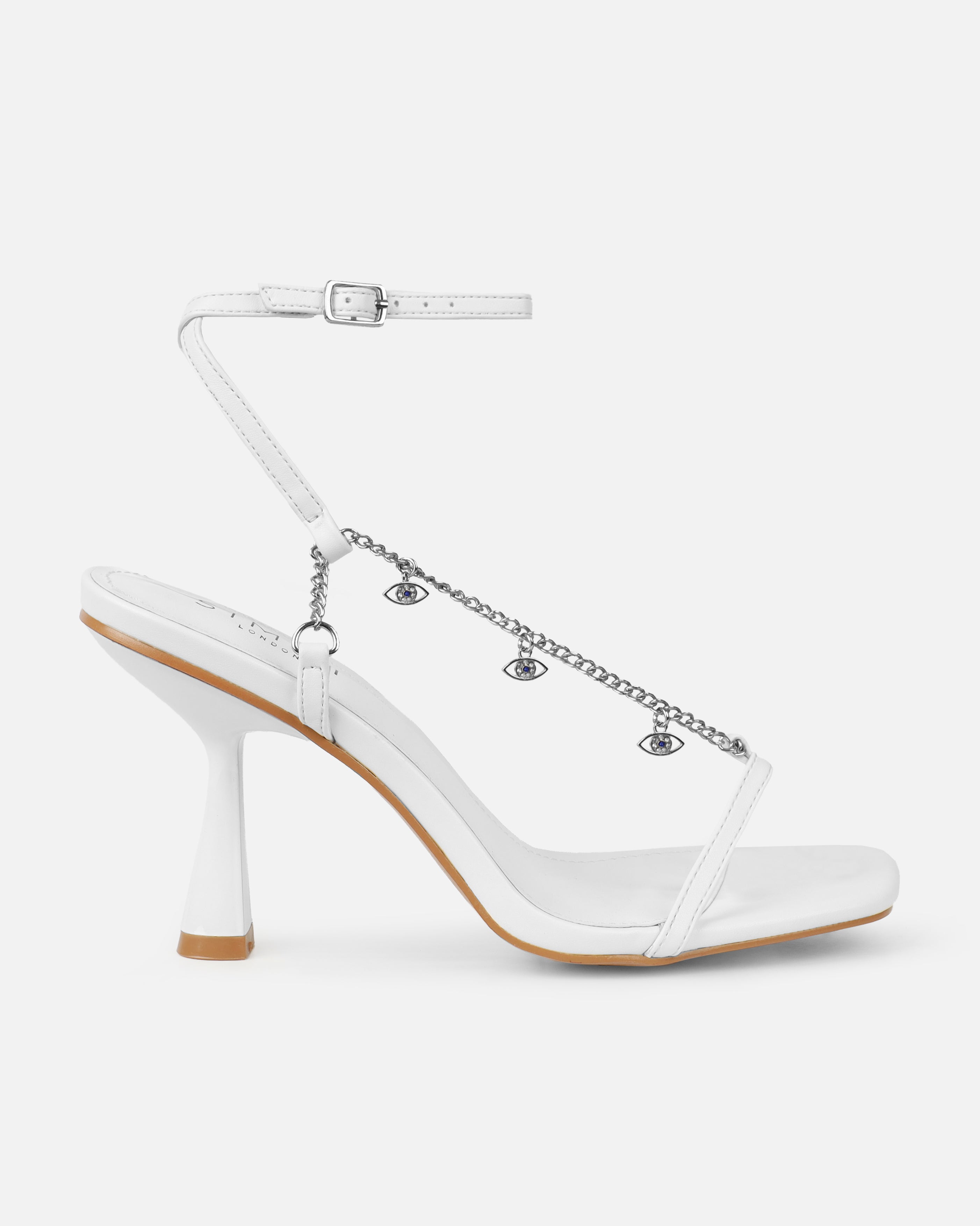 Lainaa white evil eye charm sandals | SIMMI London