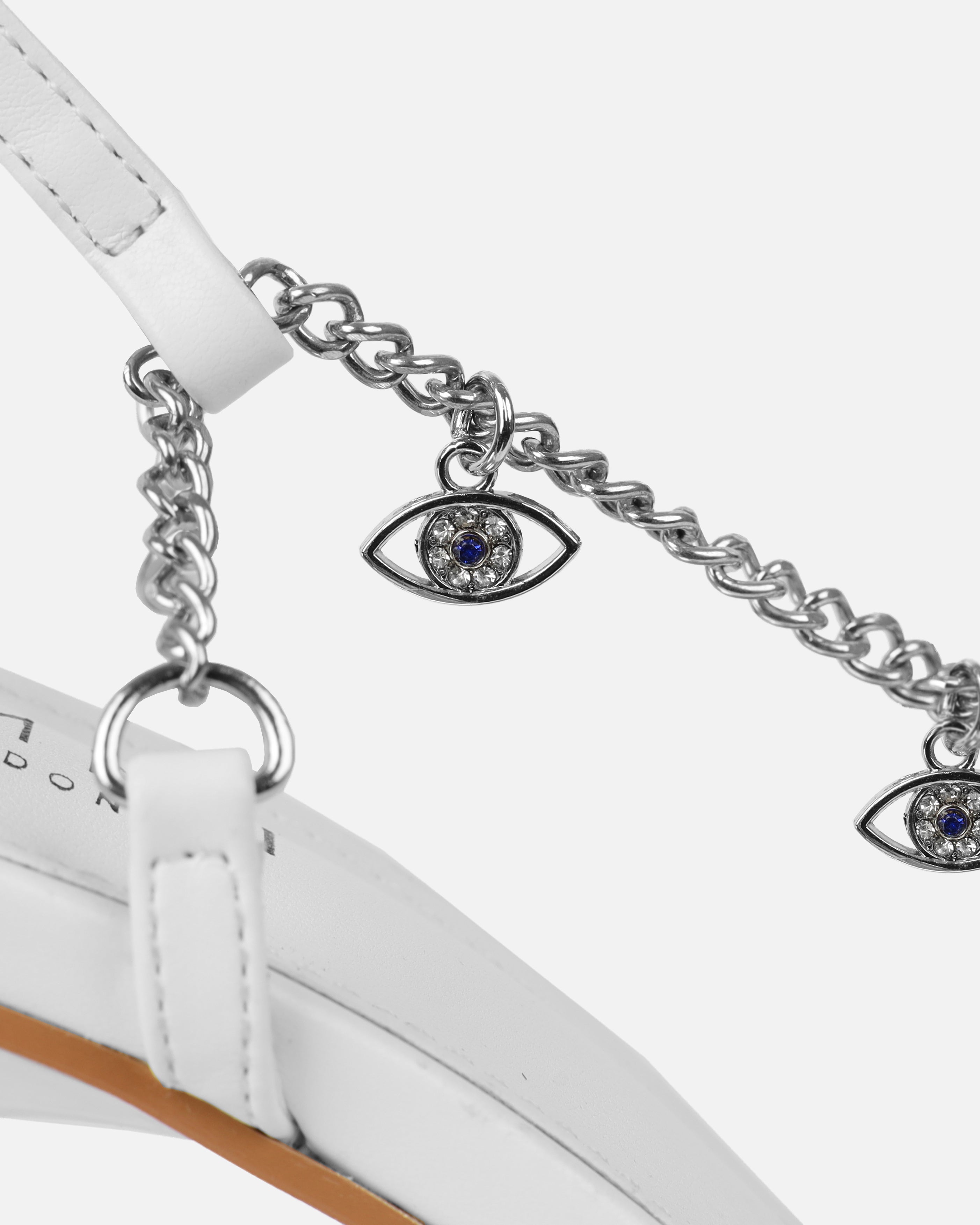 Lainaa white evil eye charm sandals | SIMMI London
