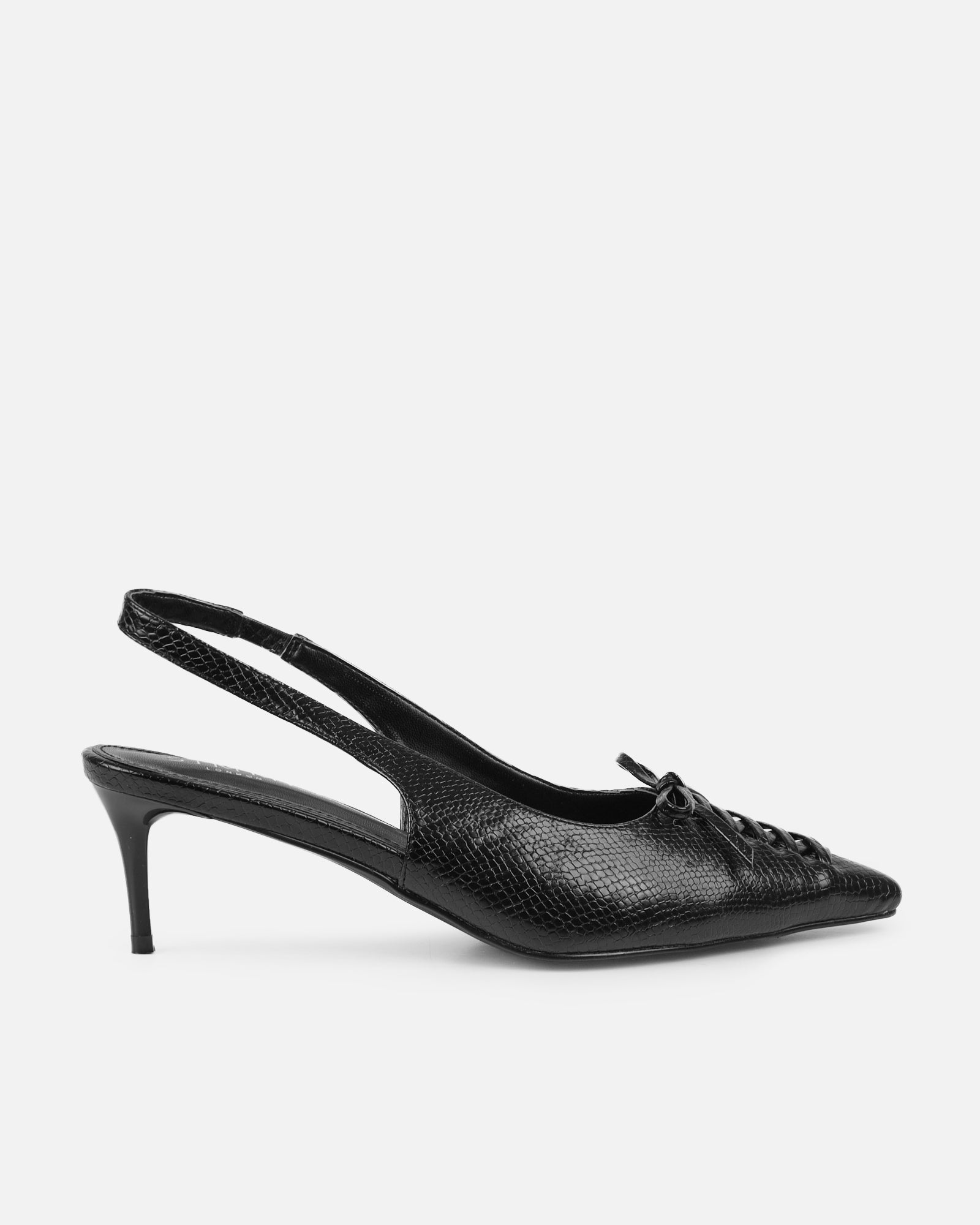 Huxx Black Faux Snake Effect Lace Up Low Court Shoes | SIMMI London