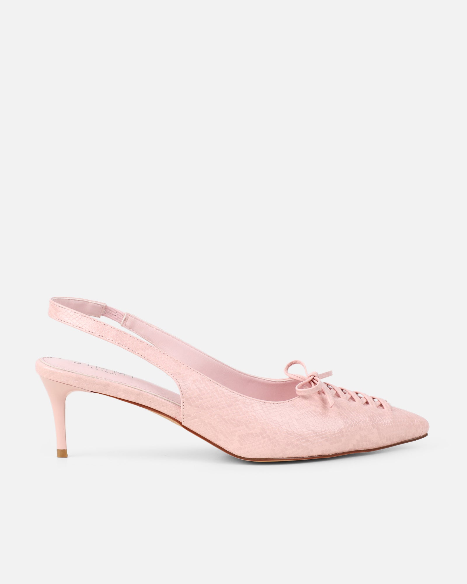 Huxx Pink Faux Snake Lace Detail Low Court Shoes | SIMMI London