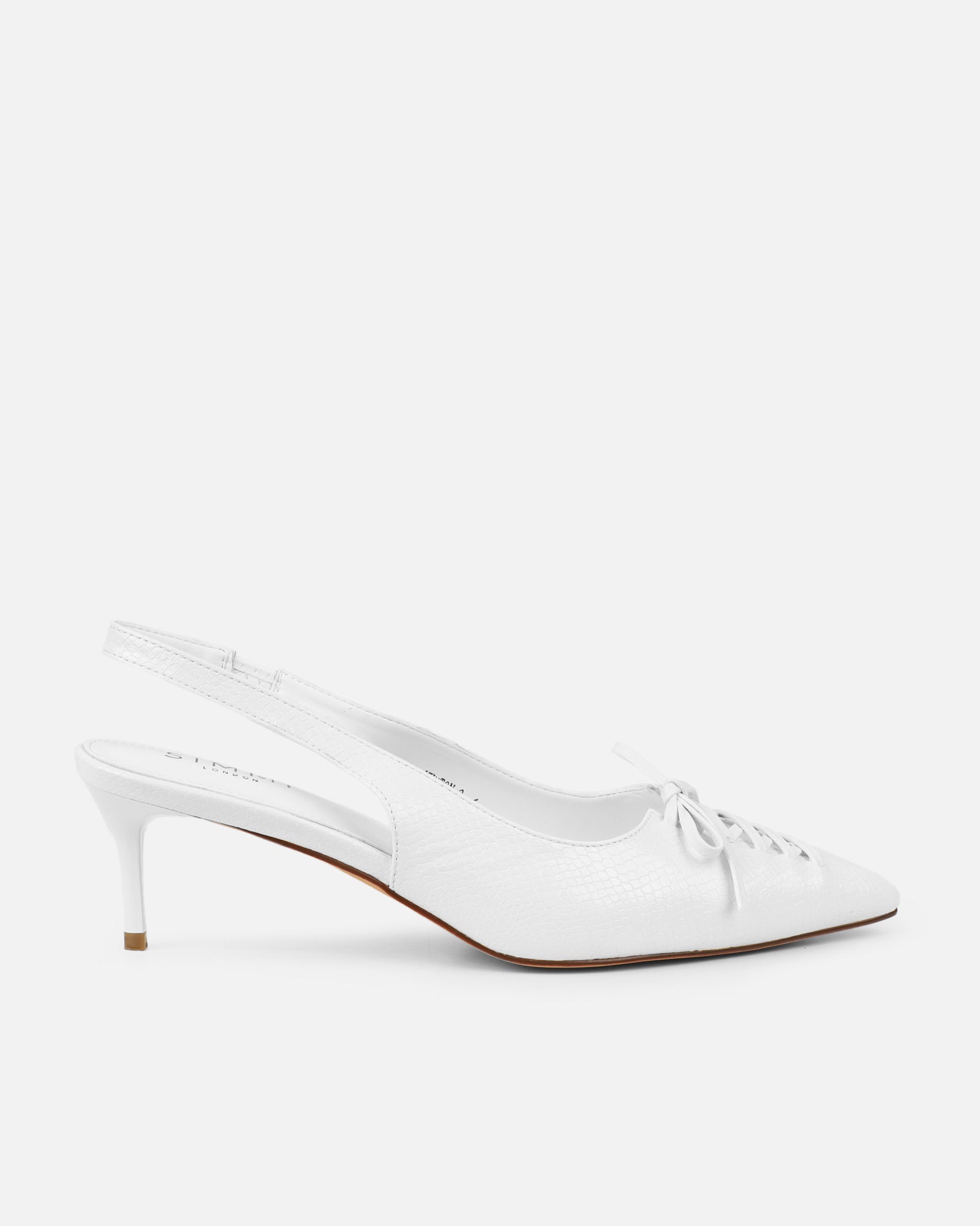 Huxx White Faux Snake Effect Lace Up Low Court Shoes | SIMMI London