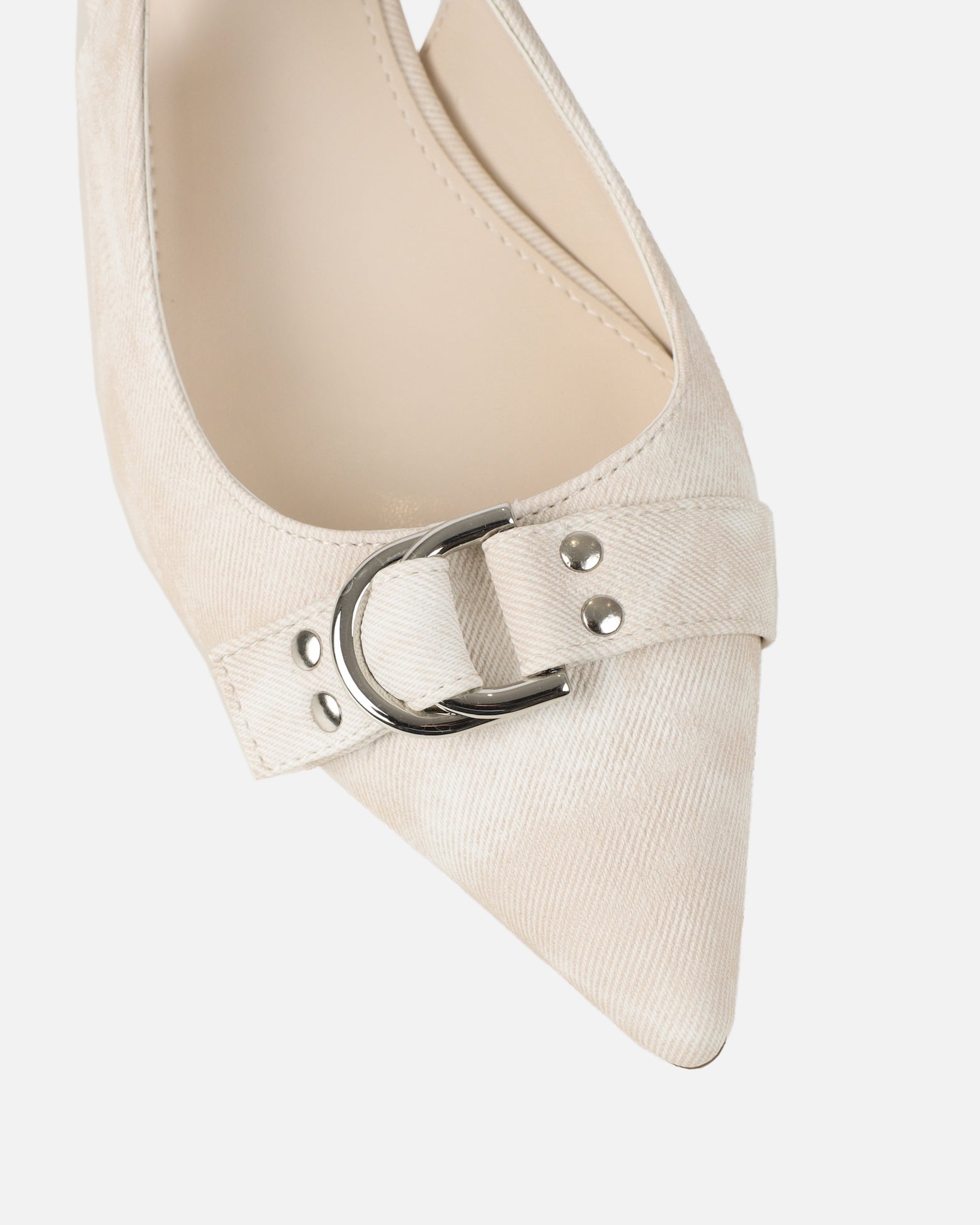 Garnet Oat Denim Low Court Shoes | SIMMI London