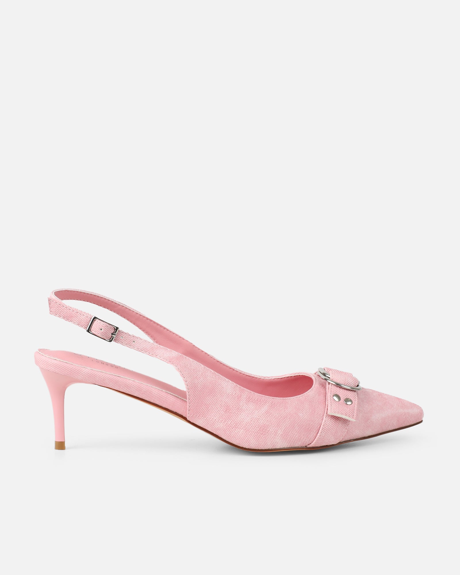 Garnet Pink Denim Low Court Shoes | SIMMI London