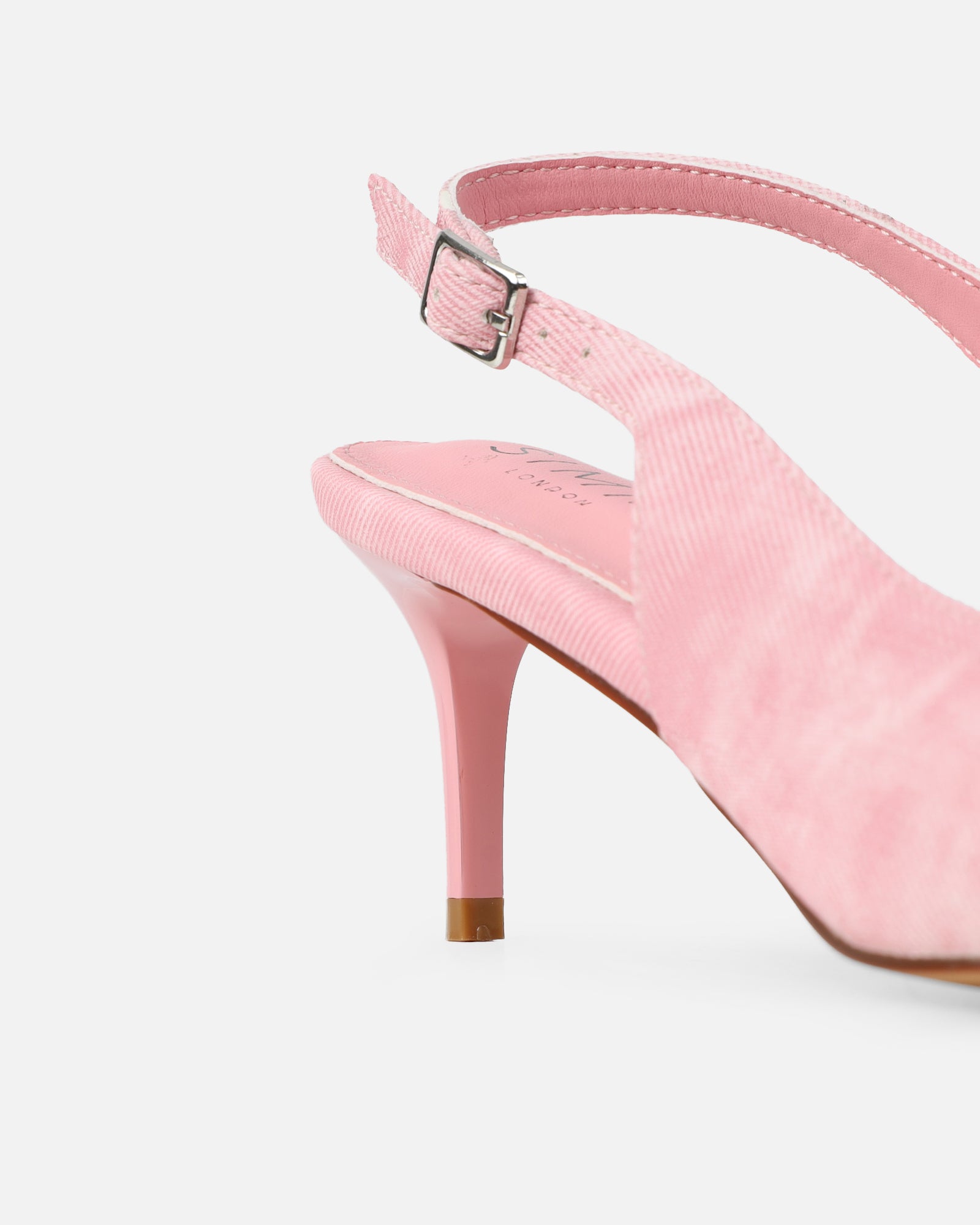 Garnet Pink Denim Low Court Shoes | SIMMI London