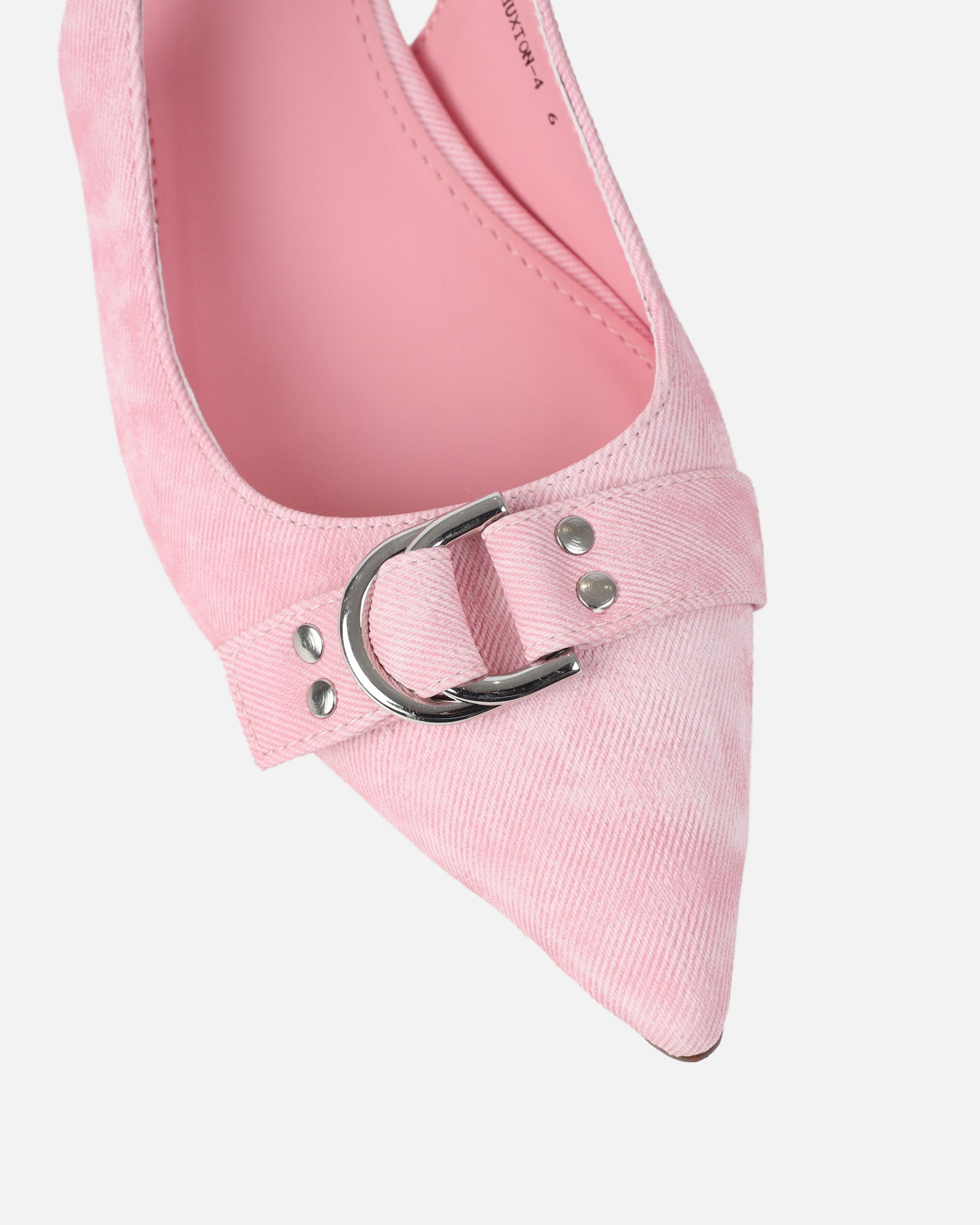Garnet Pink Denim Low Court Shoes | SIMMI London