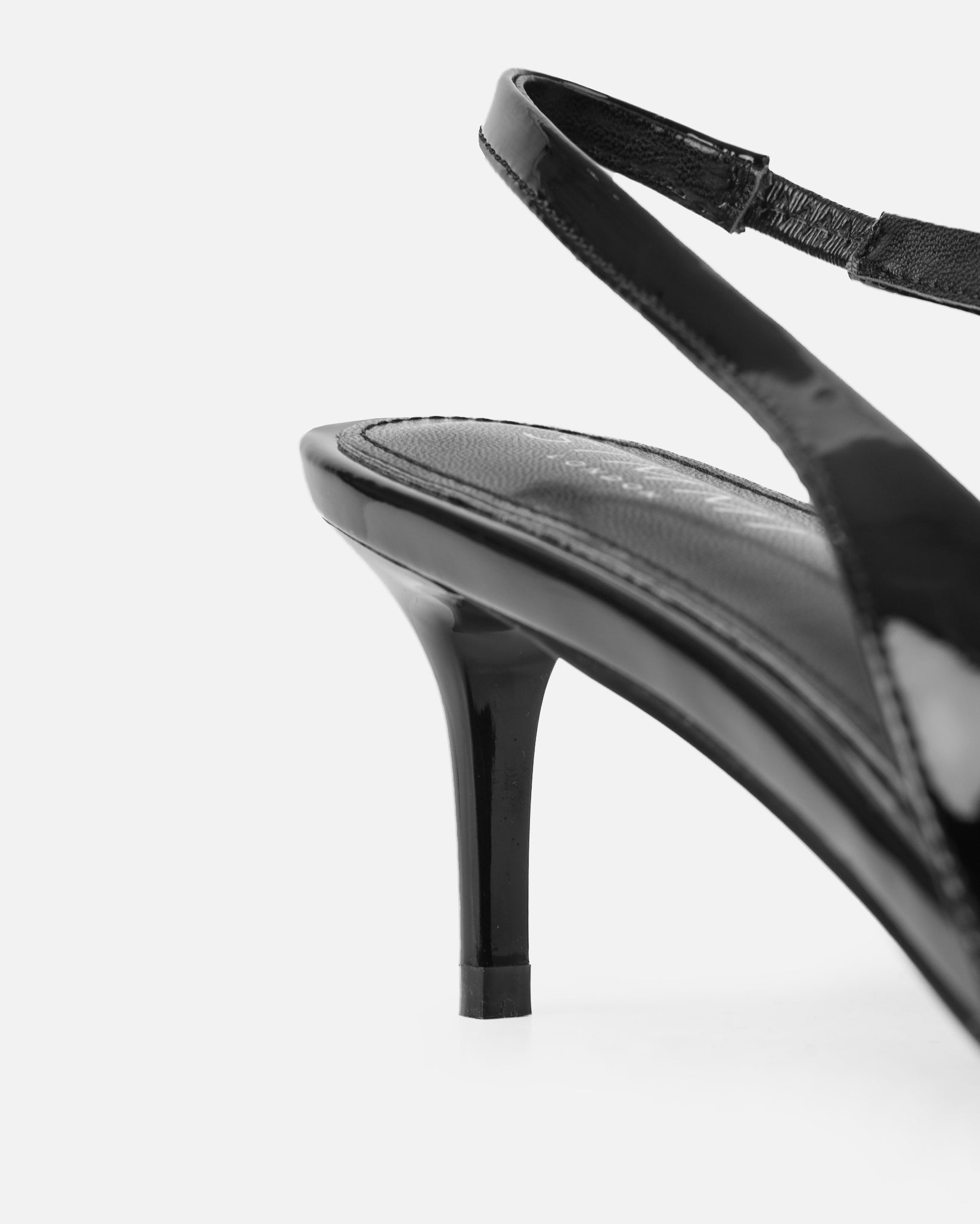 Cecily Black Patent Low Sling Back Court Shoes | SIMMI London