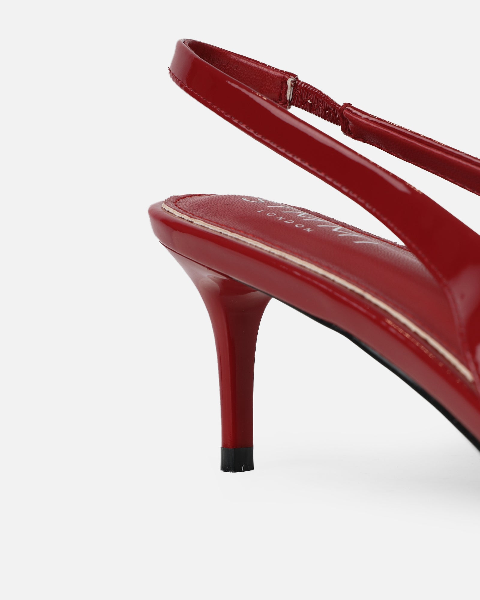 Cecily Dark Red Patent Low Sling Back Court Shoes | SIMMI London