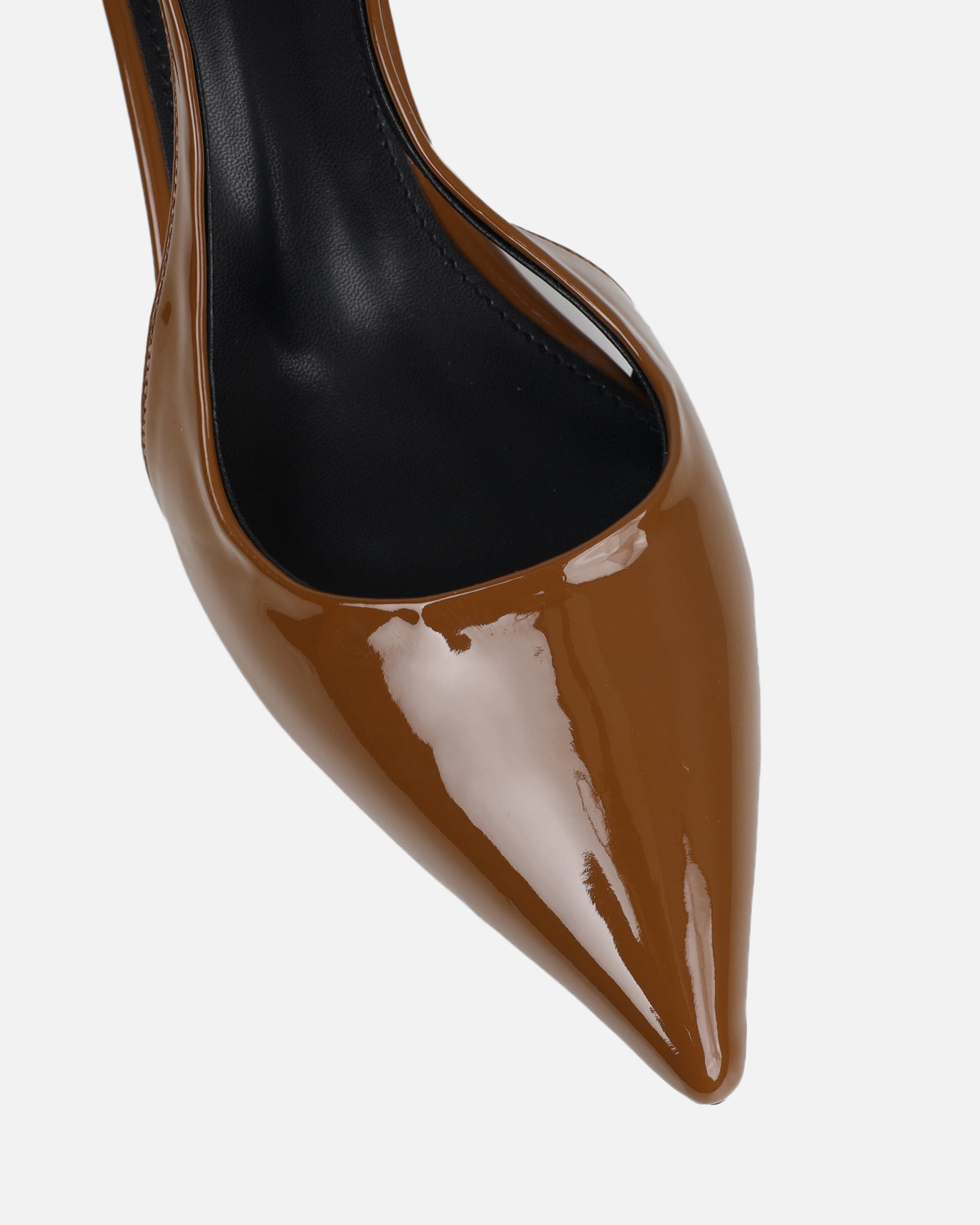 Cecily Olive Brown Patent Low Sling Back Court Shoes | SIMMI London