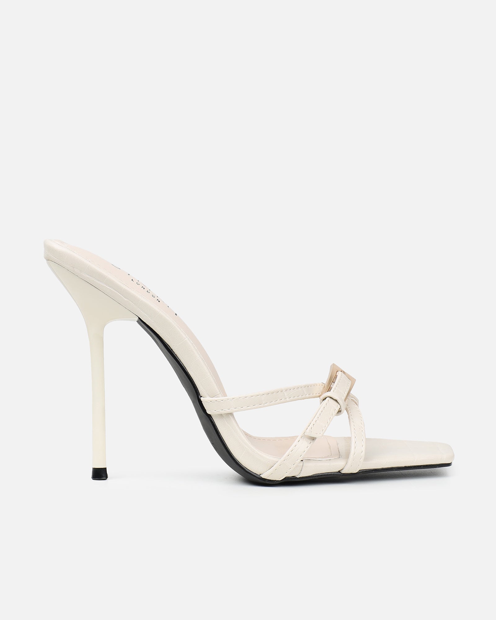 Imaan Stone Croc Effect Buckle Heeled Sandals | SIMMI London