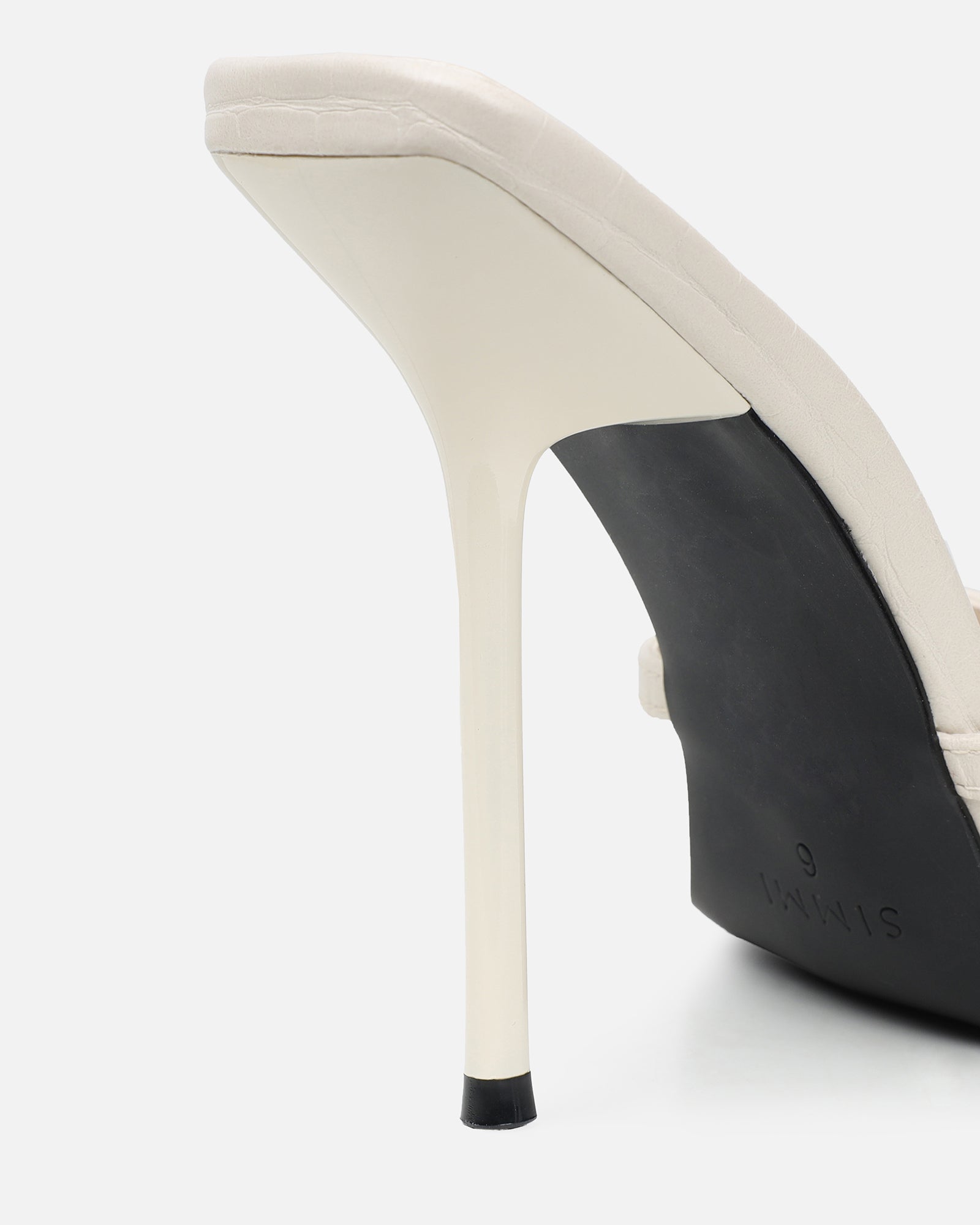 Imaan Stone Croc Effect Buckle Heeled Sandals | SIMMI London