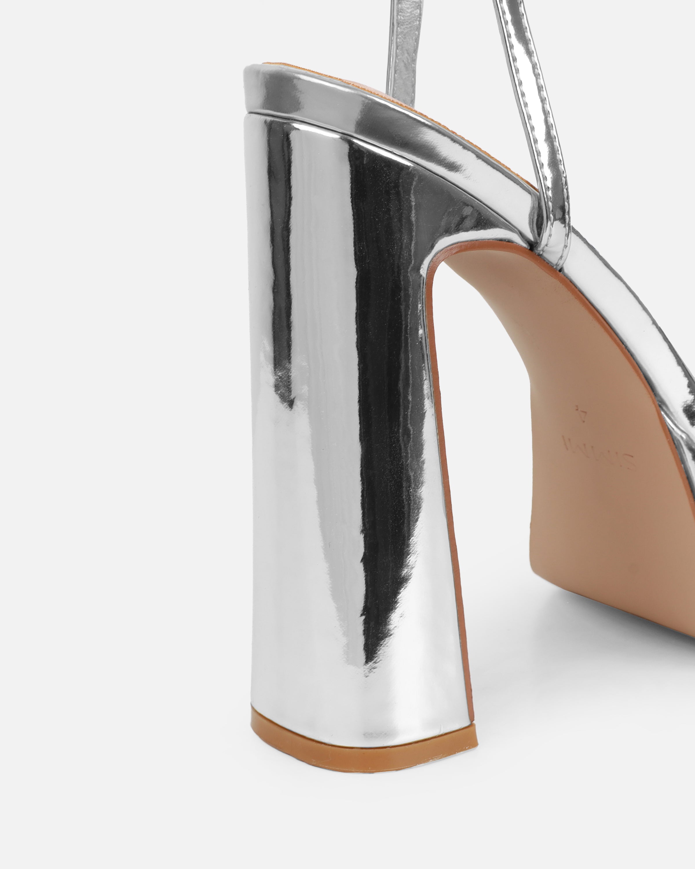 Immogen Clear Silver Mirror Diamante Platform Heels | SIMMI London