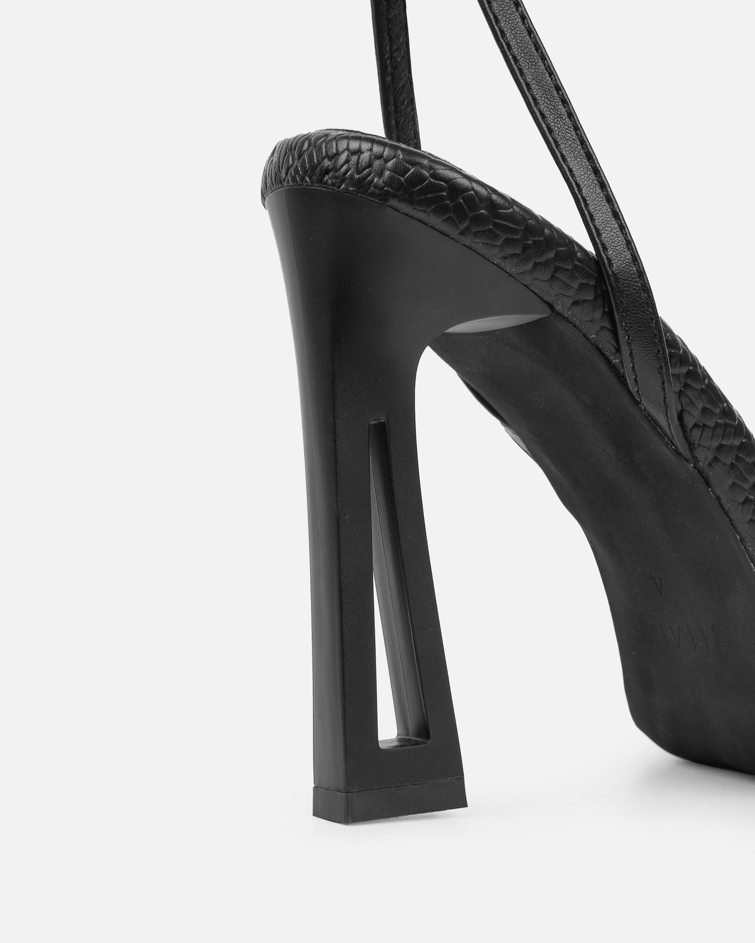 Inara Black Sculptural Heeled Sandals | SIMMI London