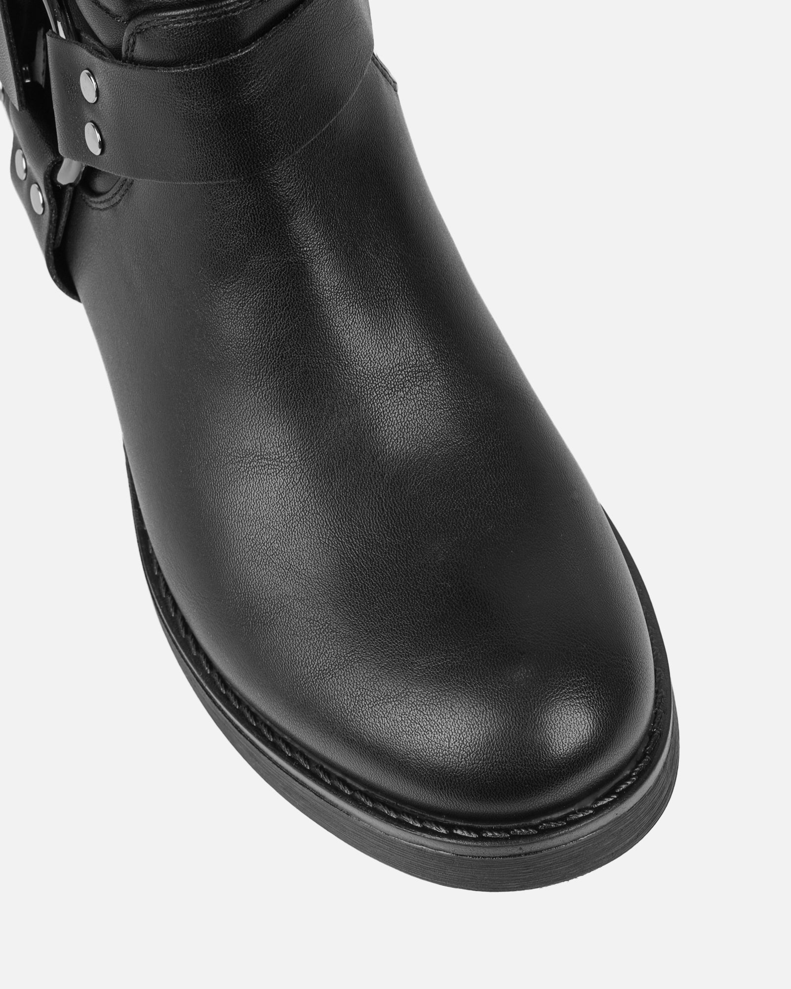 Indiana Black Strap Detail Biker Boots | SIMMI London
