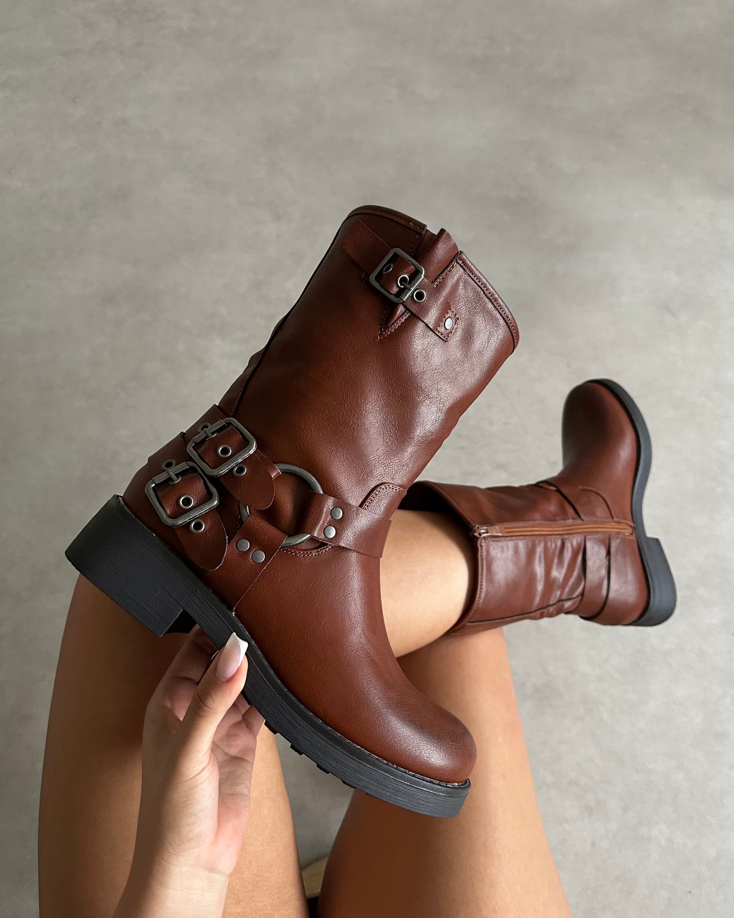 Indi Tan Short Biker Boots UK EU 36 US - Main Image