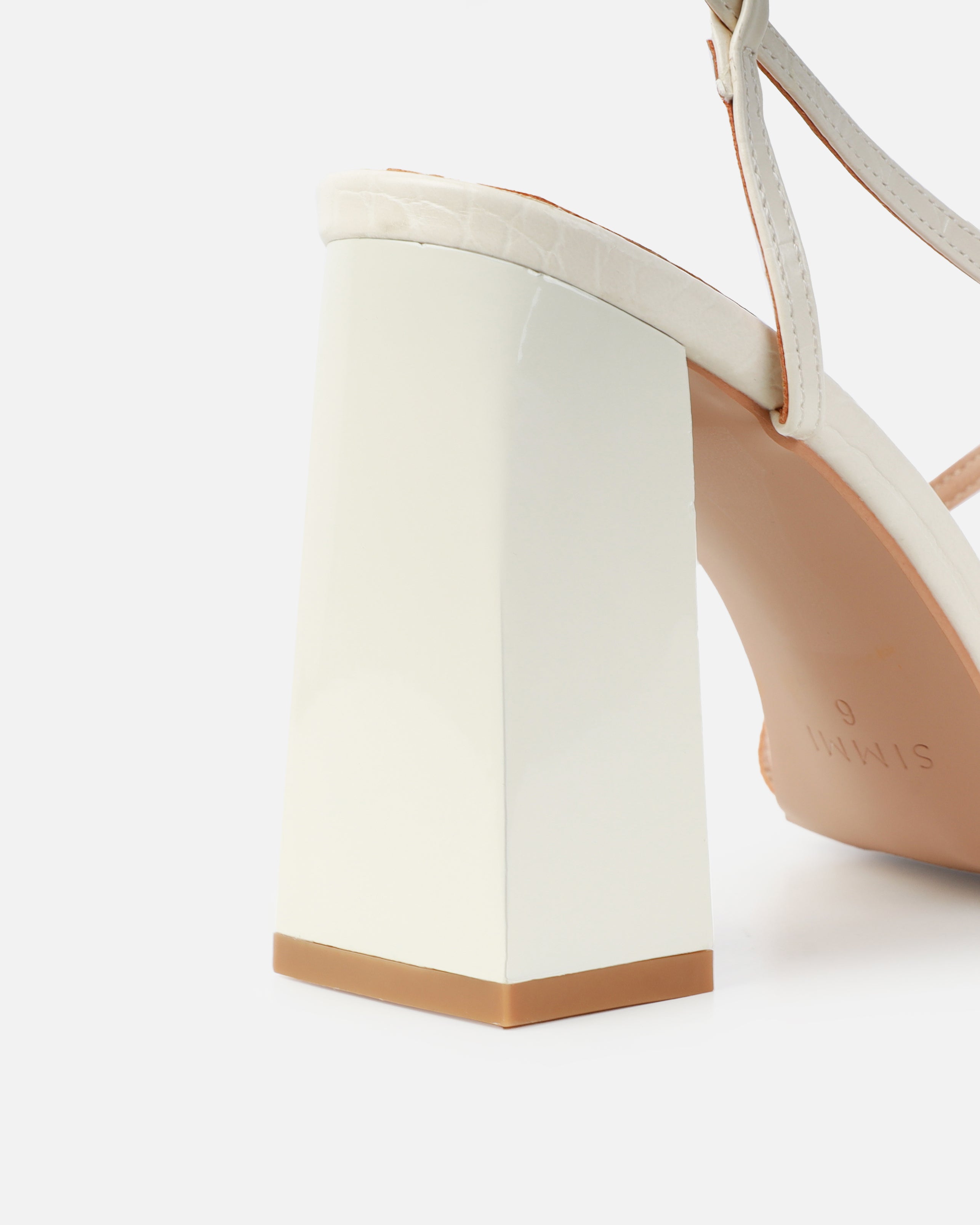 Madisyn Stone Faux Croc Print Strappy Block Heels | SIMMI London