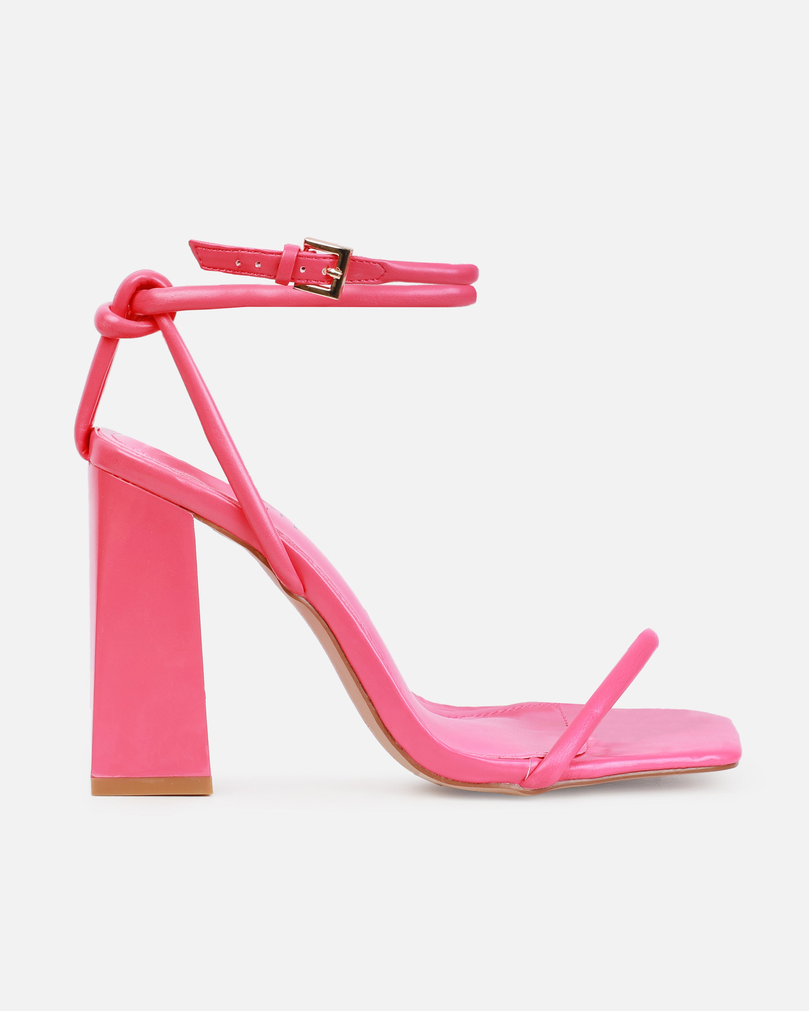 Gamela Fuchsia Pink Diamante Strap Block Heels | SIMMI London