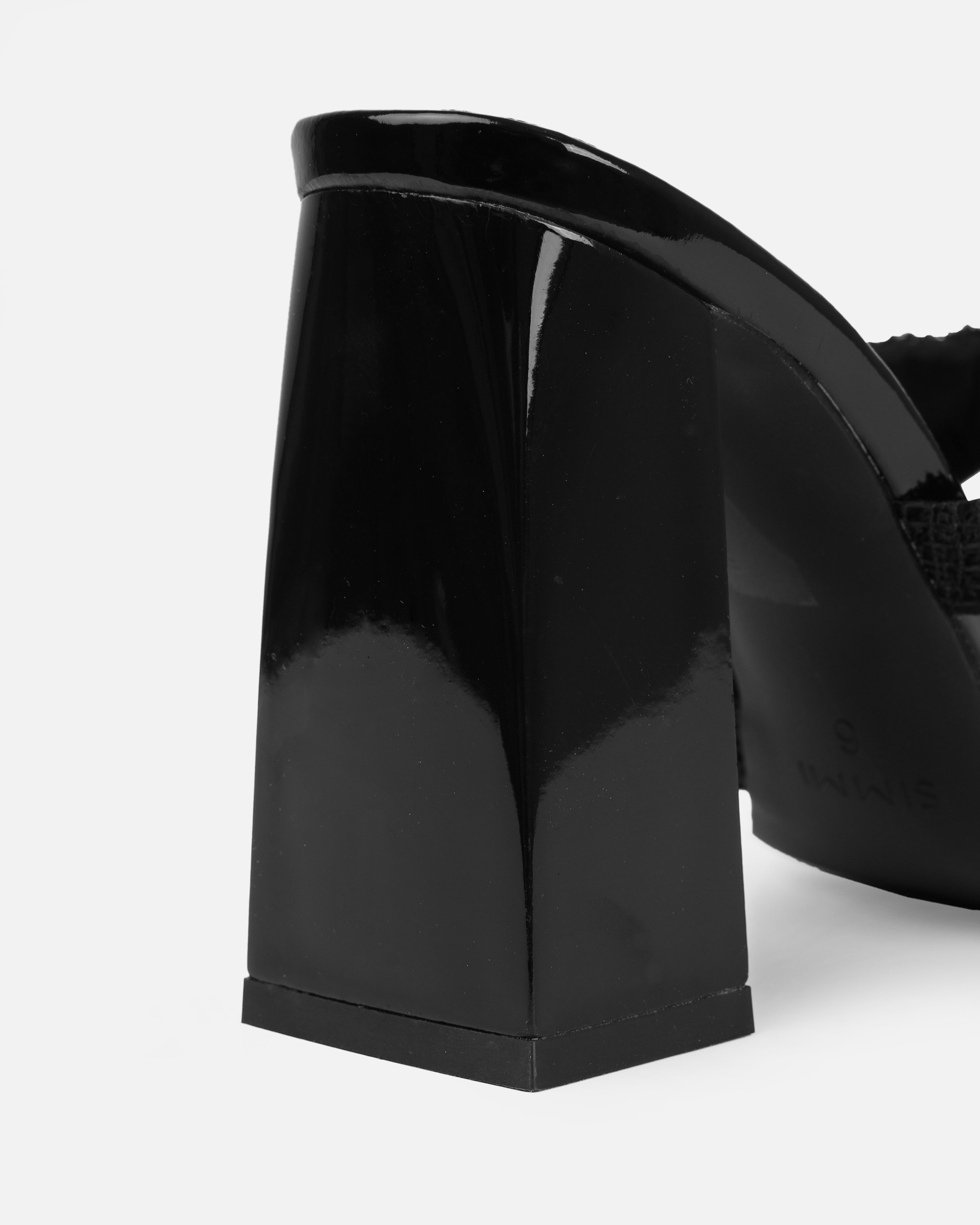 Davitah Black Diamante Block Heel Mules | SIMMI London