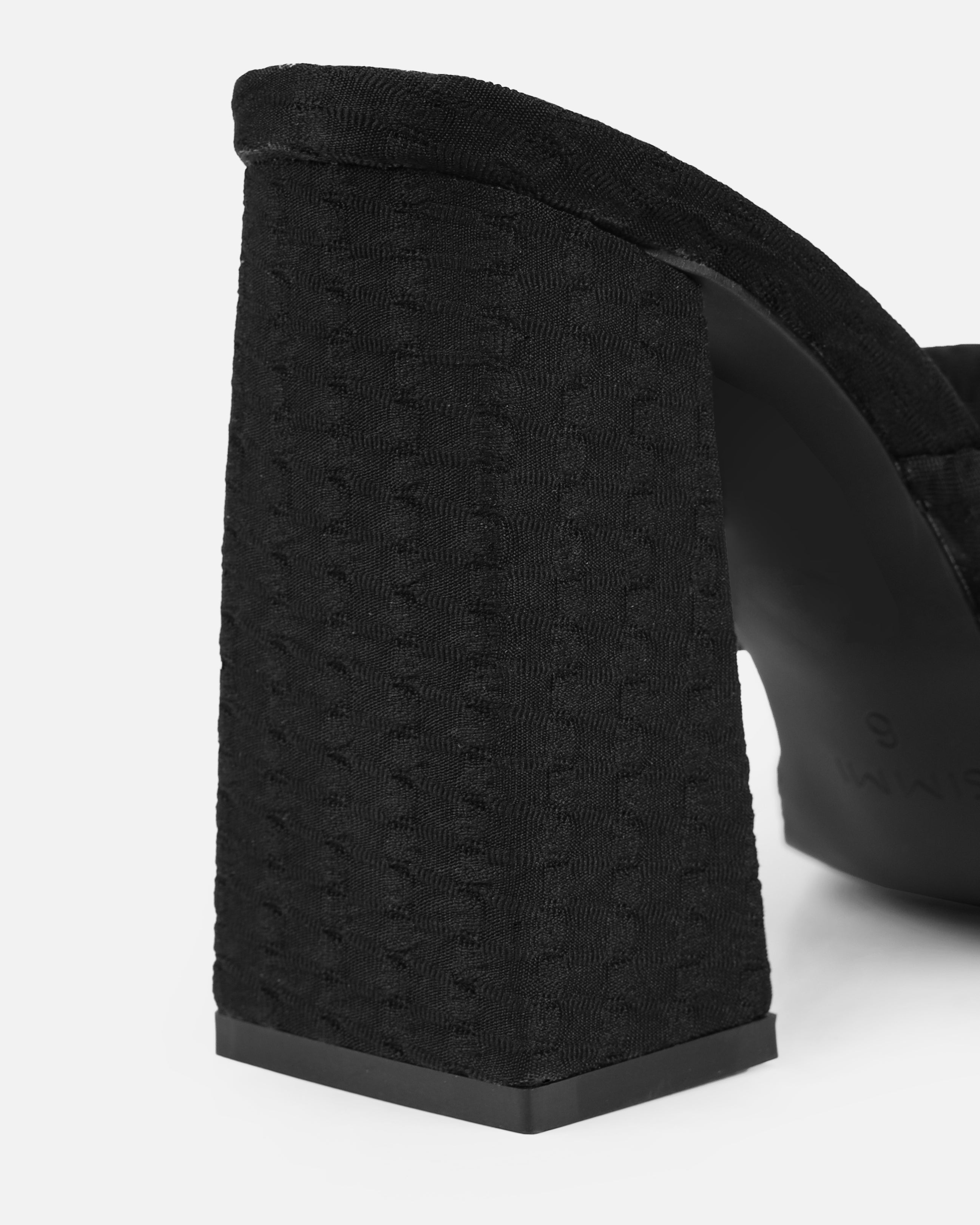Tasha Ghouri Oona Black Textured Twist Block Mules | SIMMI London
