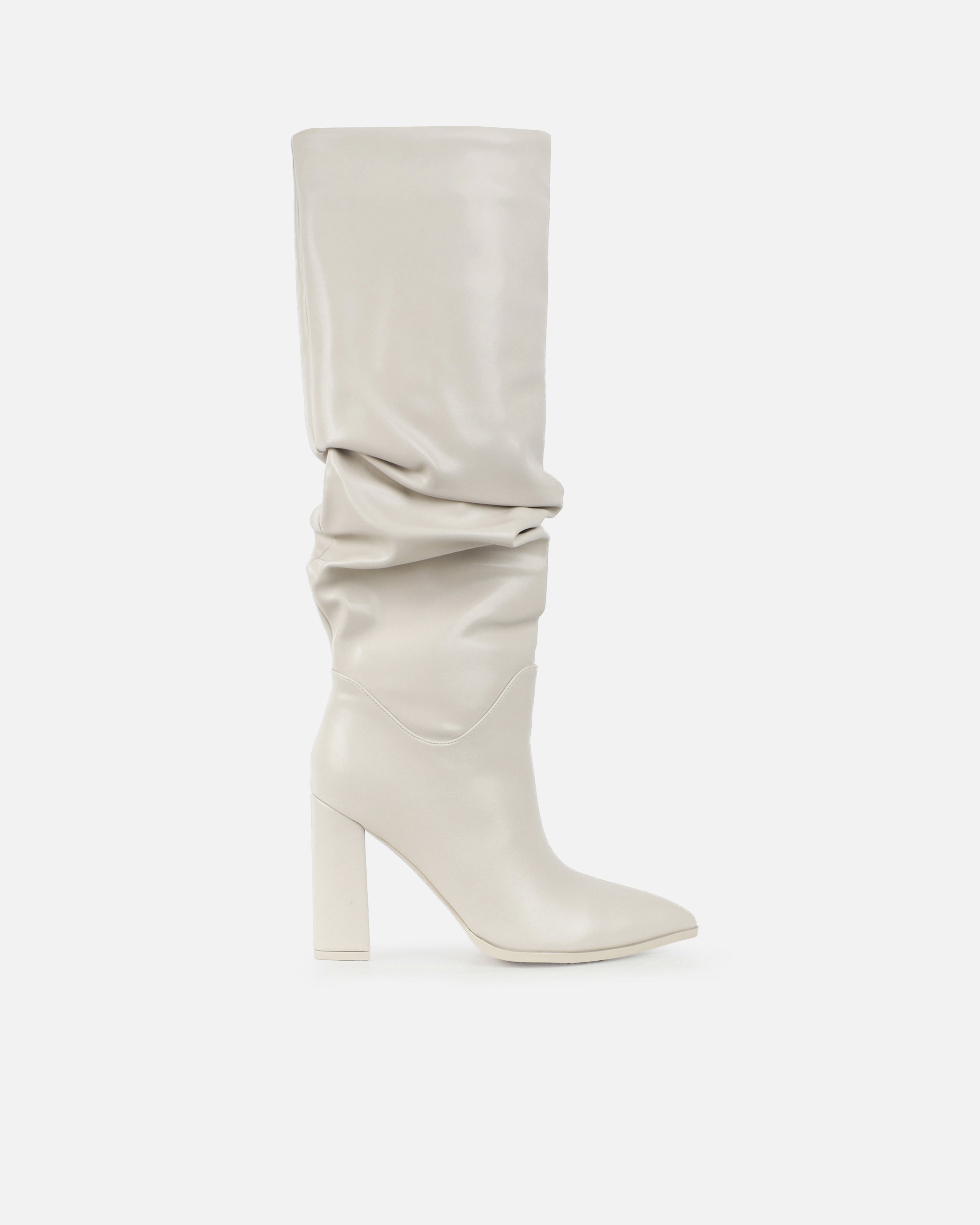 Jacques Stone Slouched Block Heel Knee High Boots | SIMMI London
