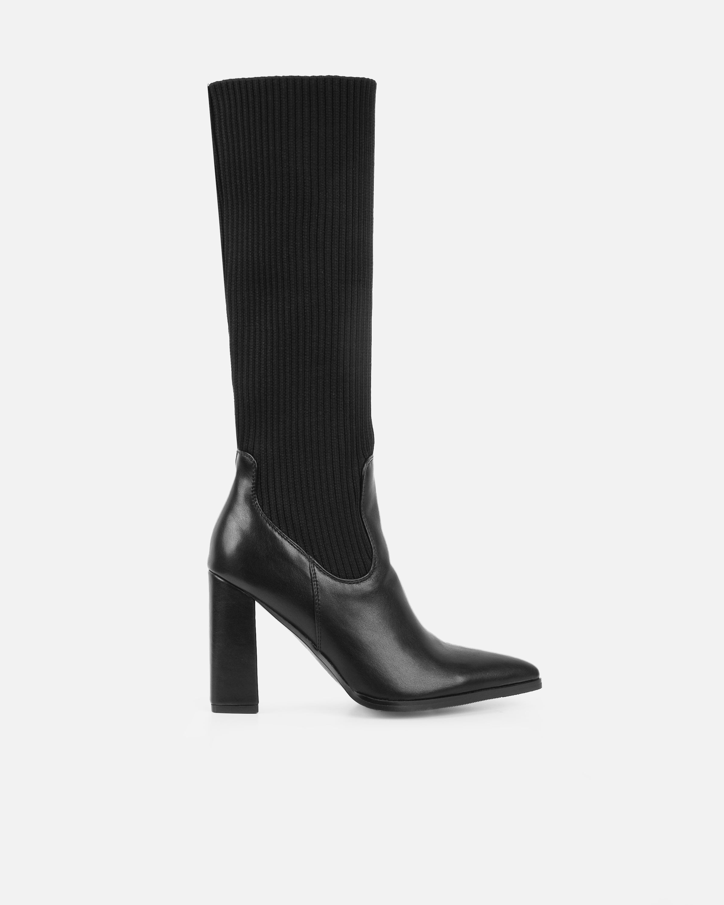 Jacker Black Block Heel Fold Over Boots | SIMMI London