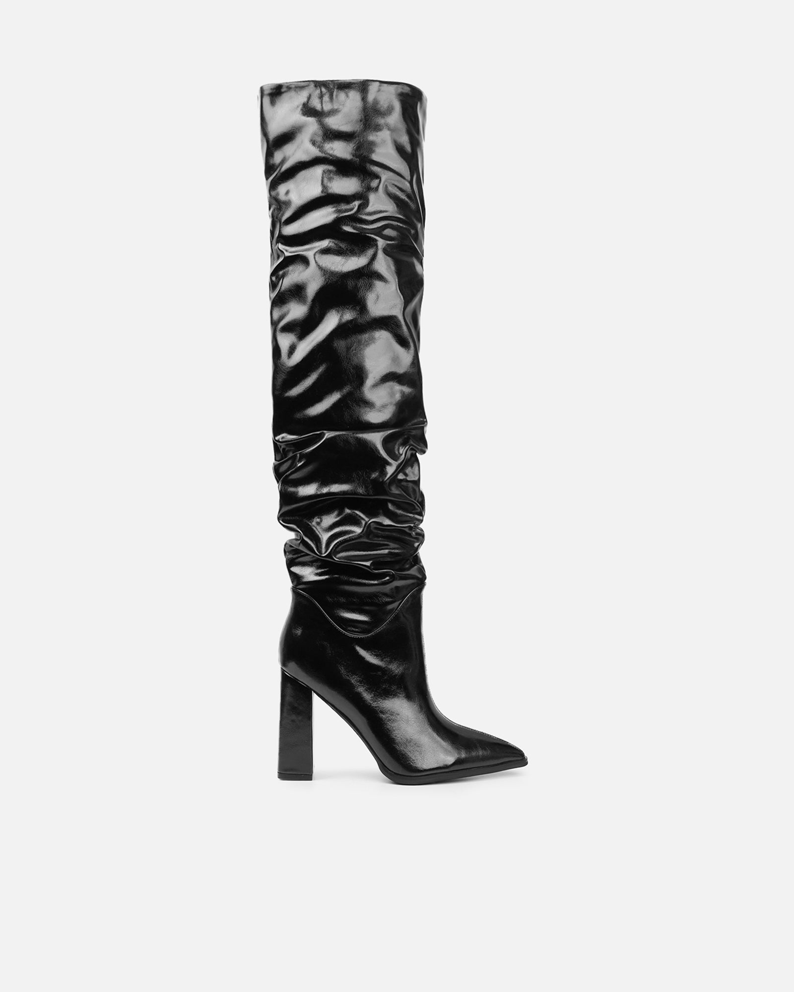 Jacq Black Ruched Over The Knee Boots | SIMMI London