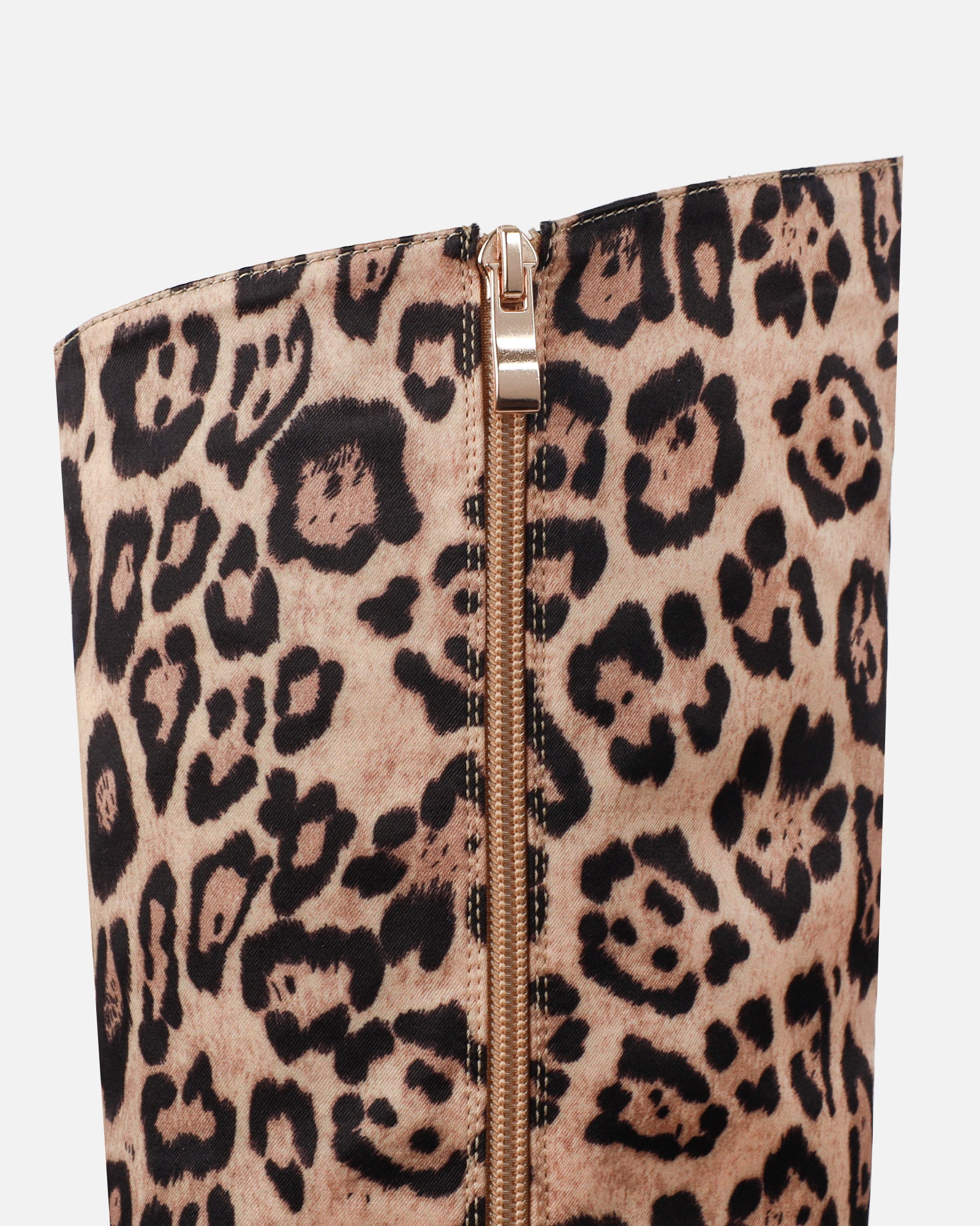 Jairo Leopard Print Satin Knee High Boots | SIMMI London