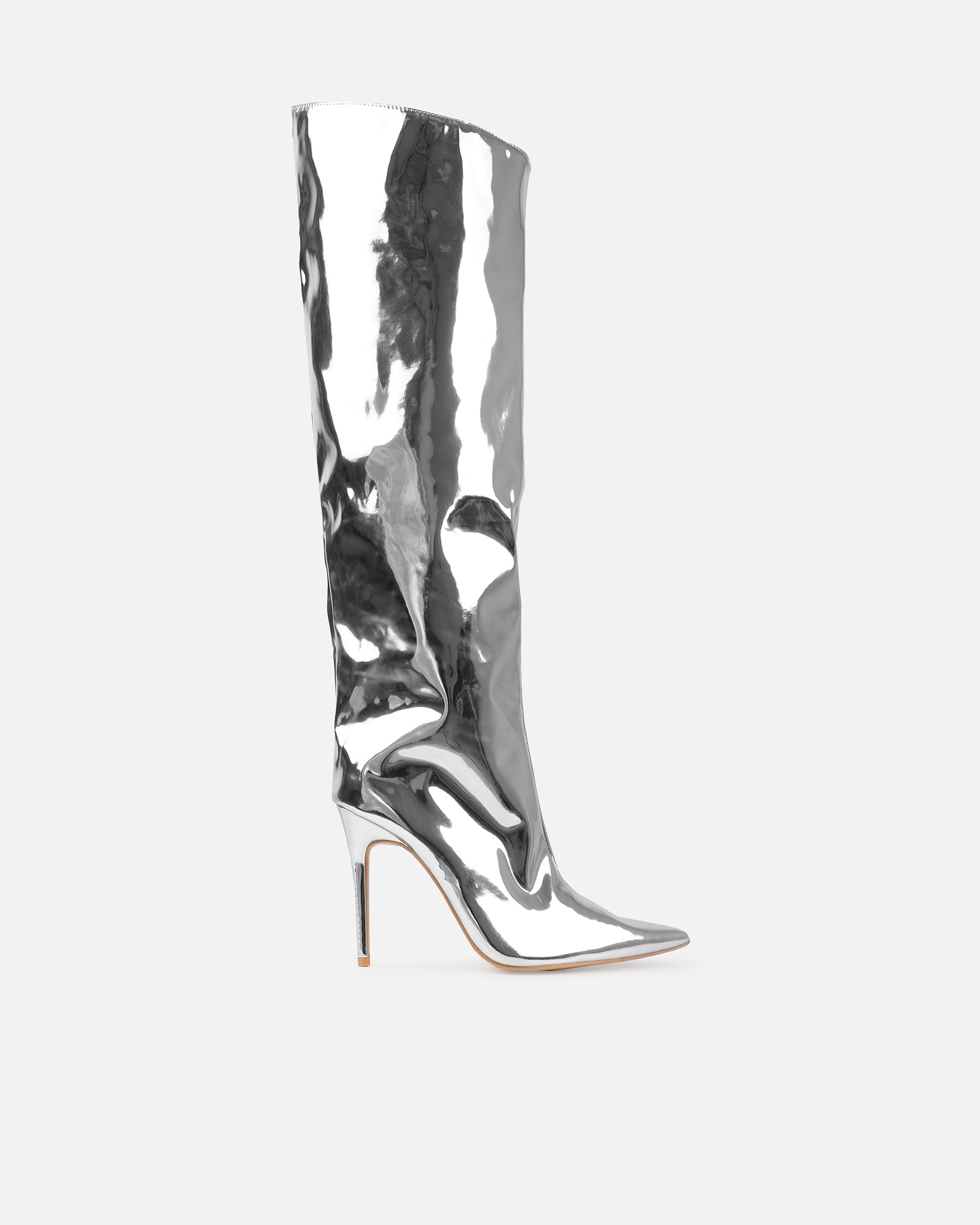 Jairo Silver Metallic Knee High Boots | SIMMI London