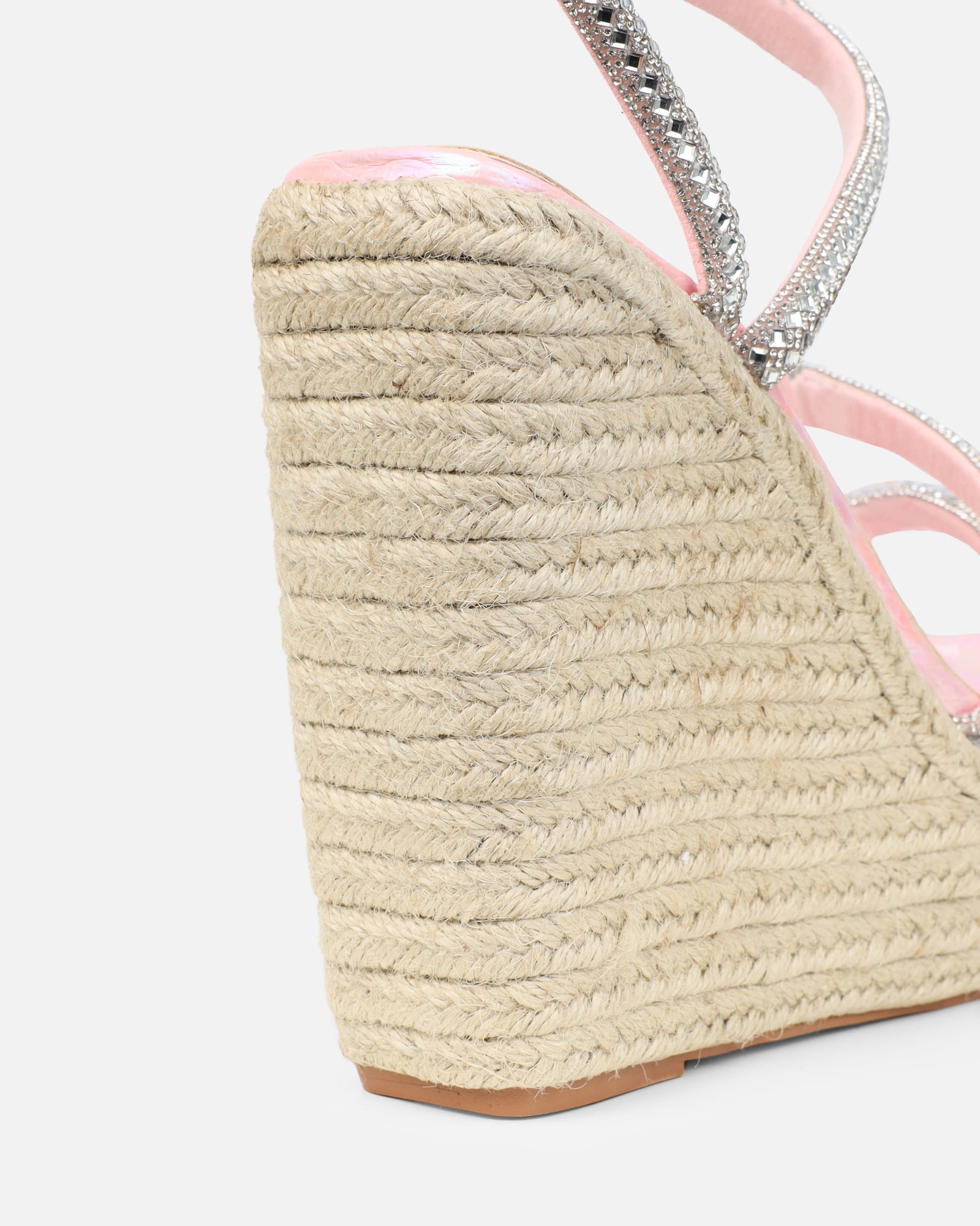 Jama Pink Faux Snake Effect Diamante Espadrille Sandals | SIMMI London