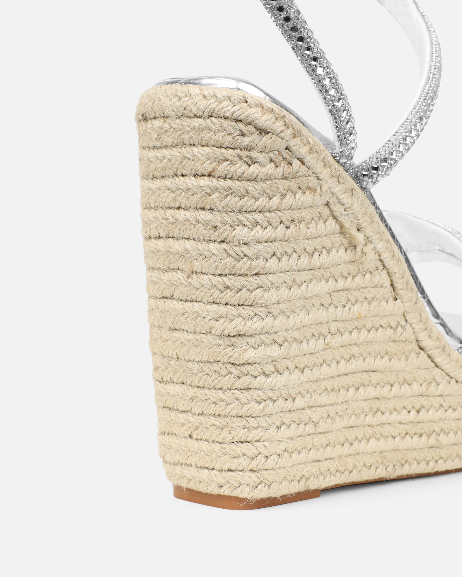 Jama Silver Faux Snake Effect Diamante Espadrille Sandals | SIMMI London