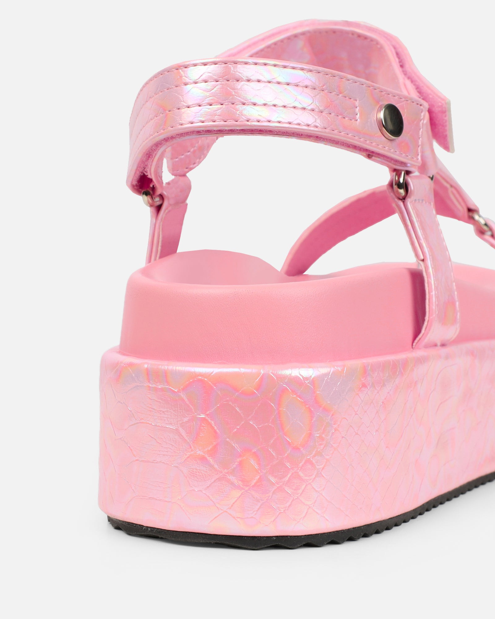Jamarni Pink Croc Print Flatform Sandals | SIMMI London