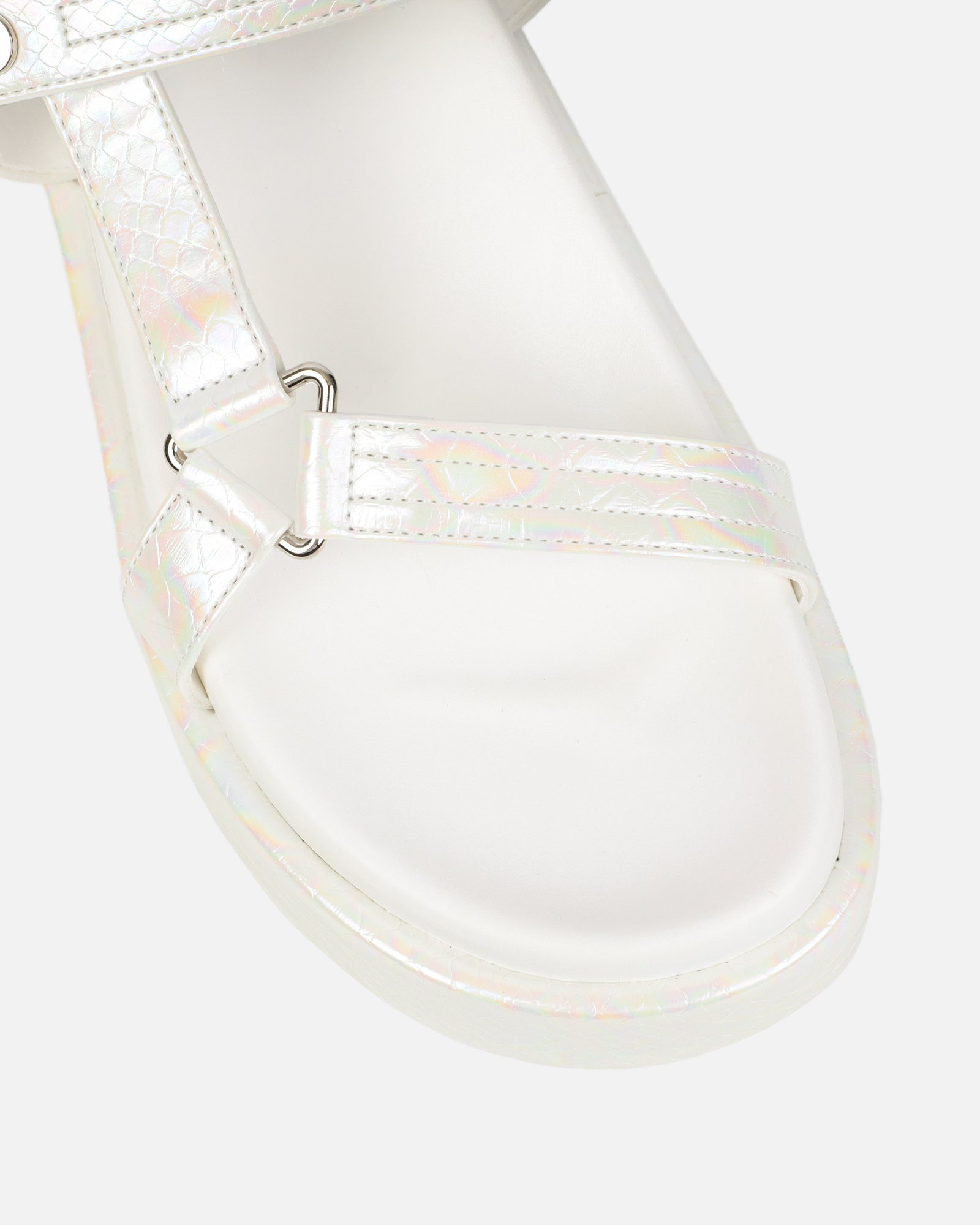 Jamarni White Croc Flatform Sandals | SIMMI London