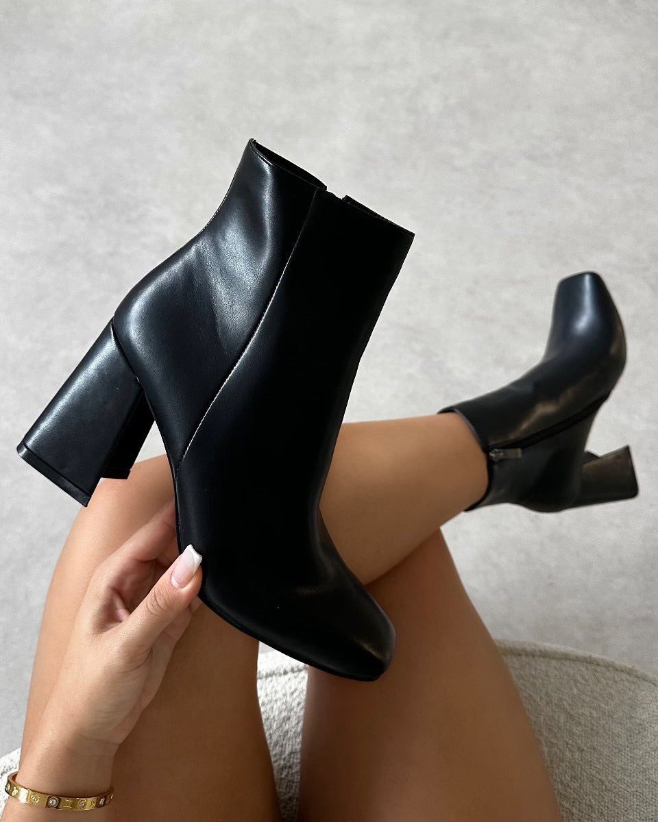 Jameson Black Mid Heeled Ankle Boots | SIMMI London