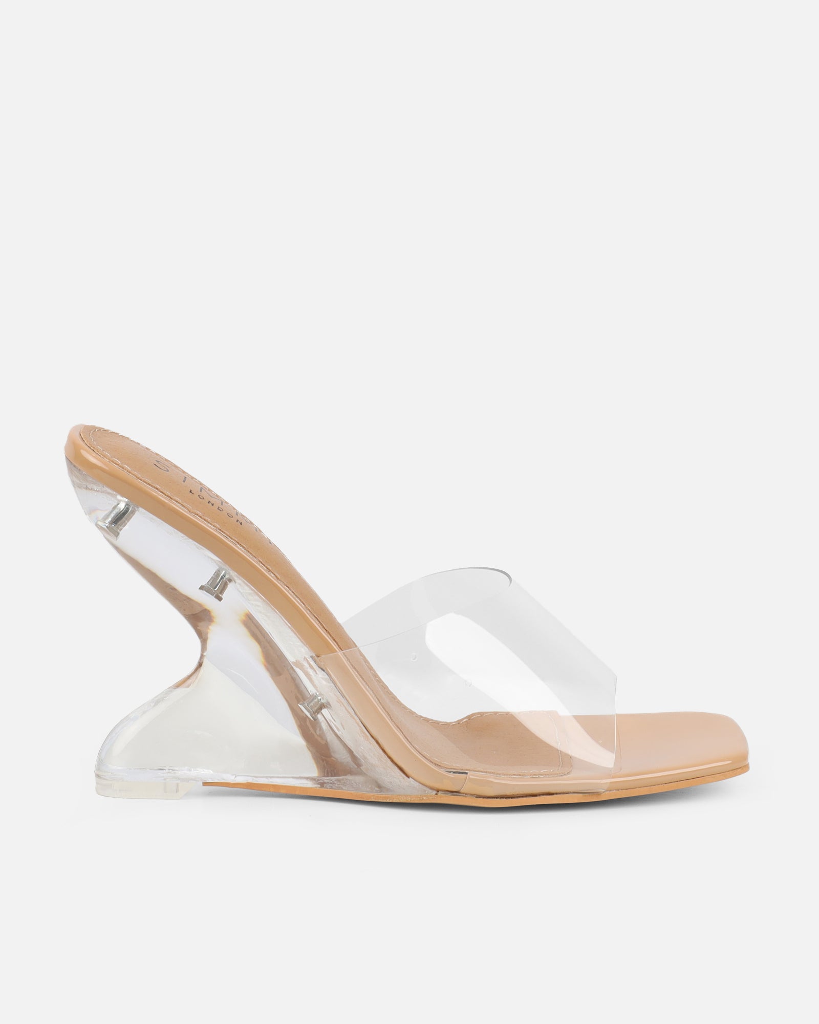 Jaycinda Nude Clear Wedge Sandals | SIMMI London