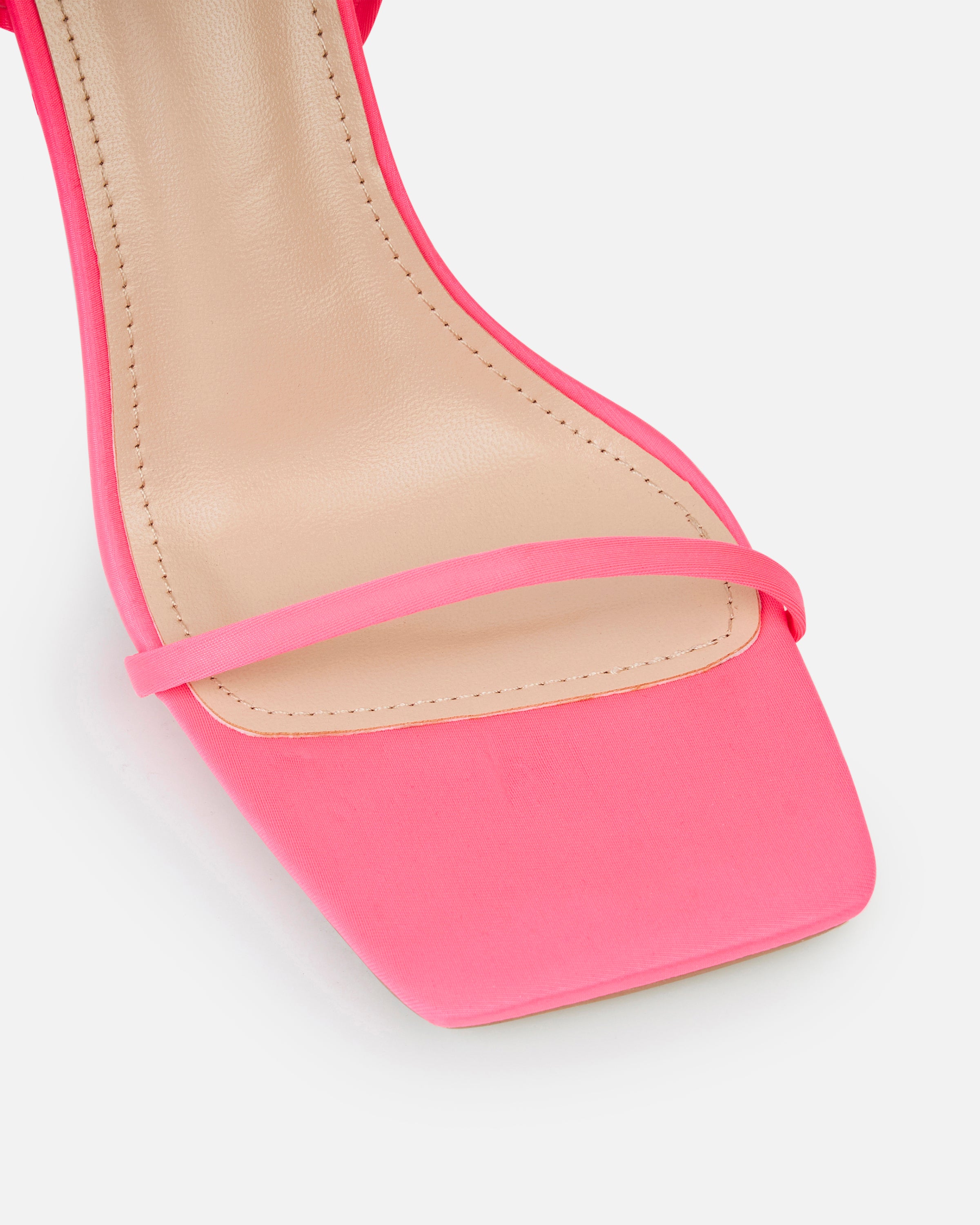 Jessy Bright Pink Lycra Lace Up Stiletto Heels | SIMMI London