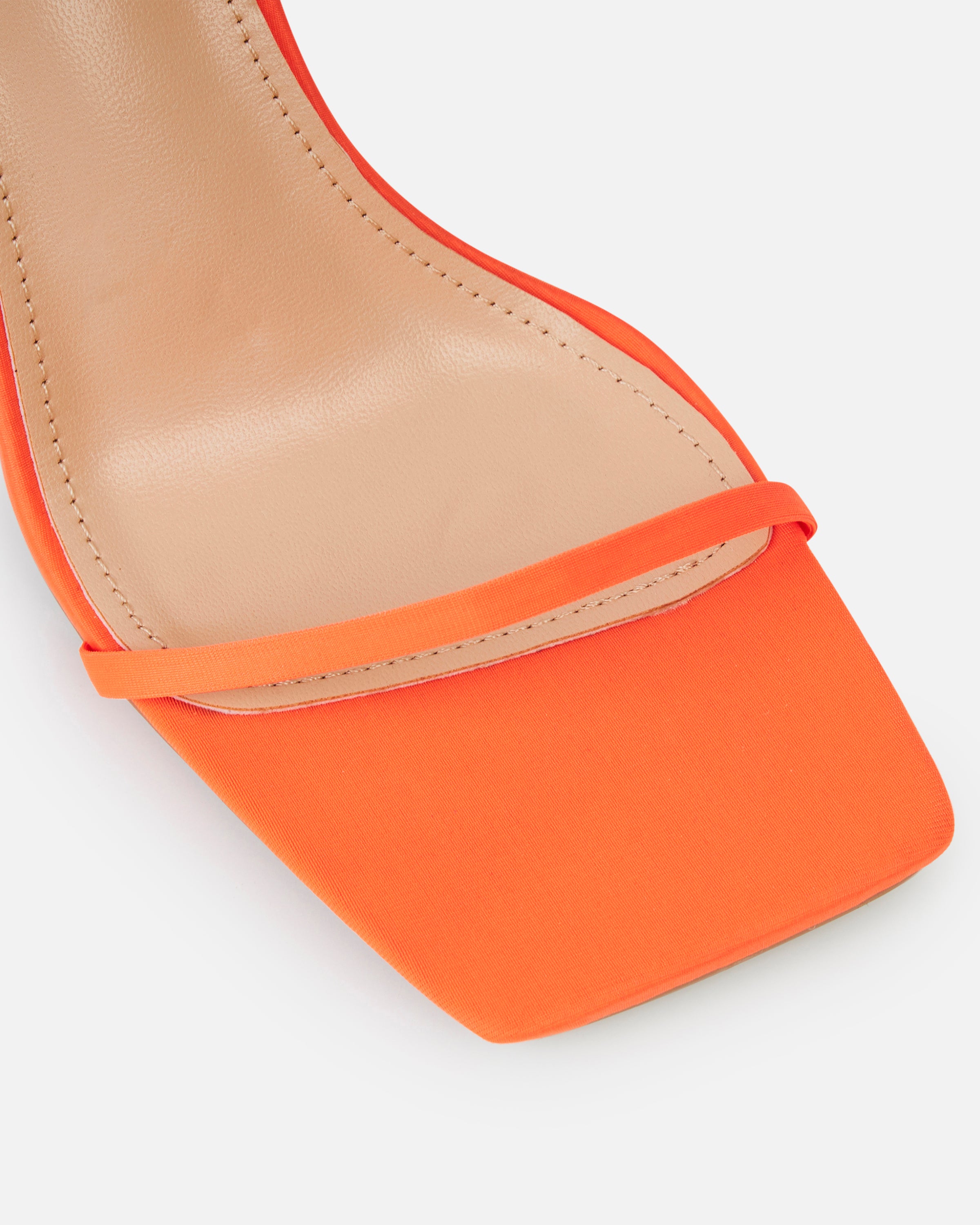 Jessy Neon Orange Lycra Lace Up Stiletto Heels | SIMMI London