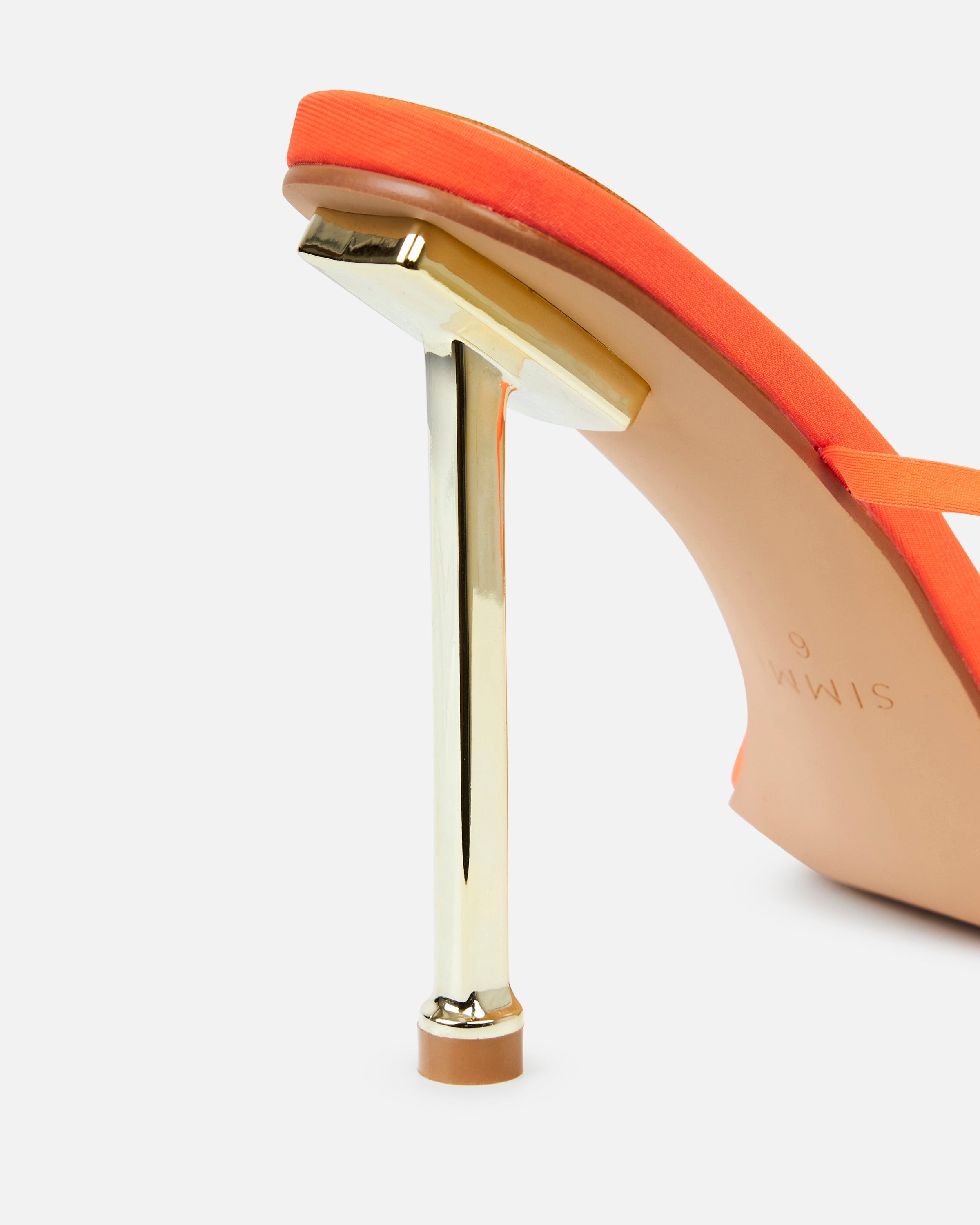 Jessy Neon Orange Lycra Lace Up Stiletto Heels | SIMMI London