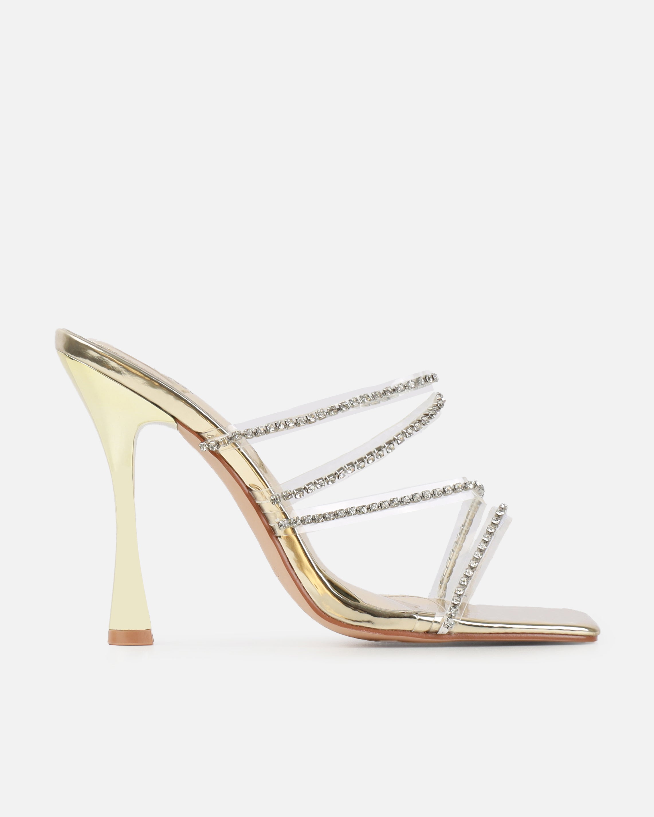 Jeyda silver mirror diamante heel mules | SIMMI London