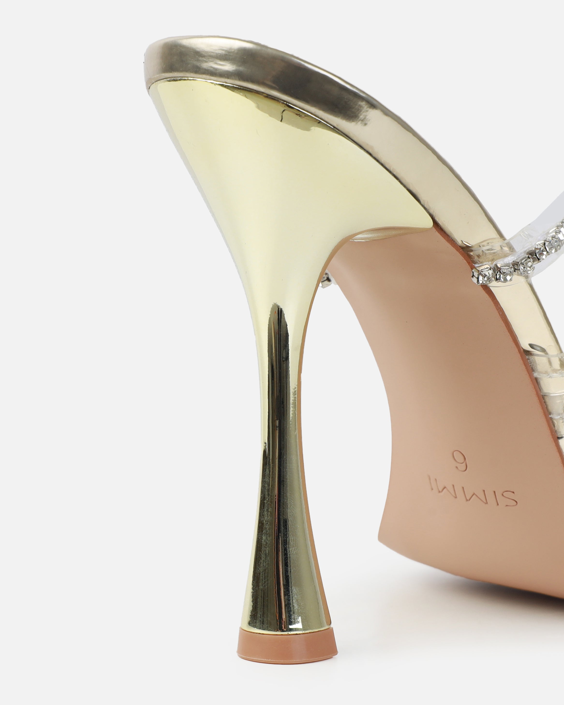 Jeyda silver mirror diamante heel mules | SIMMI London