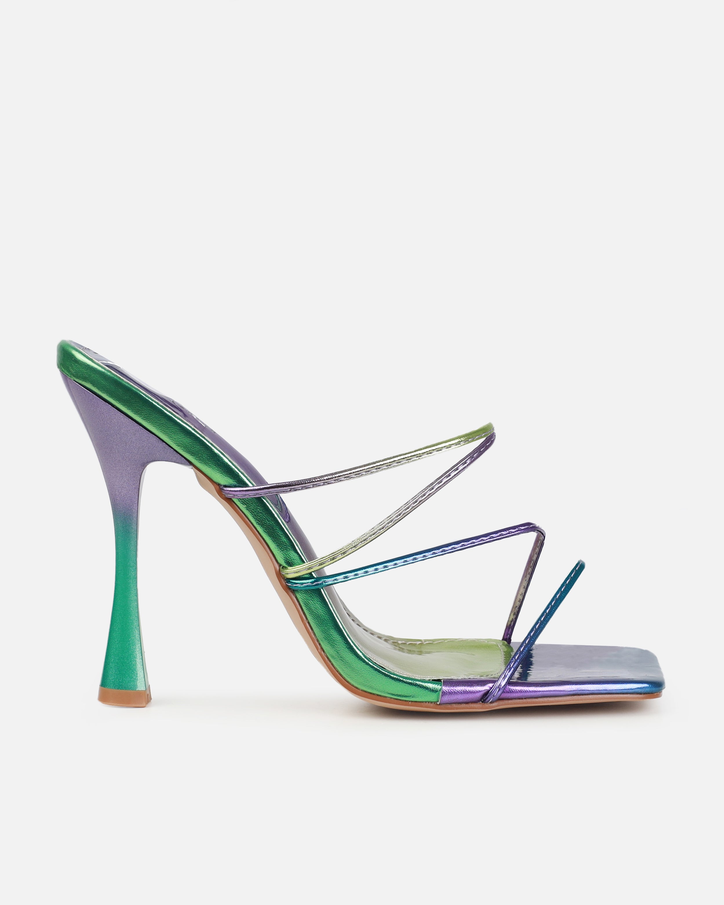 Jamala Green and Purple Ombre Heeled Stiletto Mules | SIMMI London
