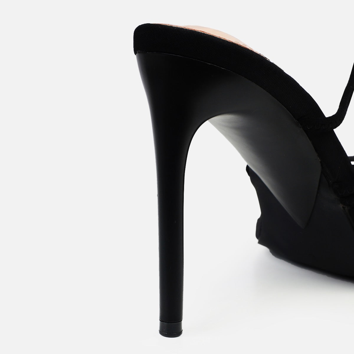 Joella Black Lycra Toe Loop Strappy Stiletto Mules | SIMMI London ...