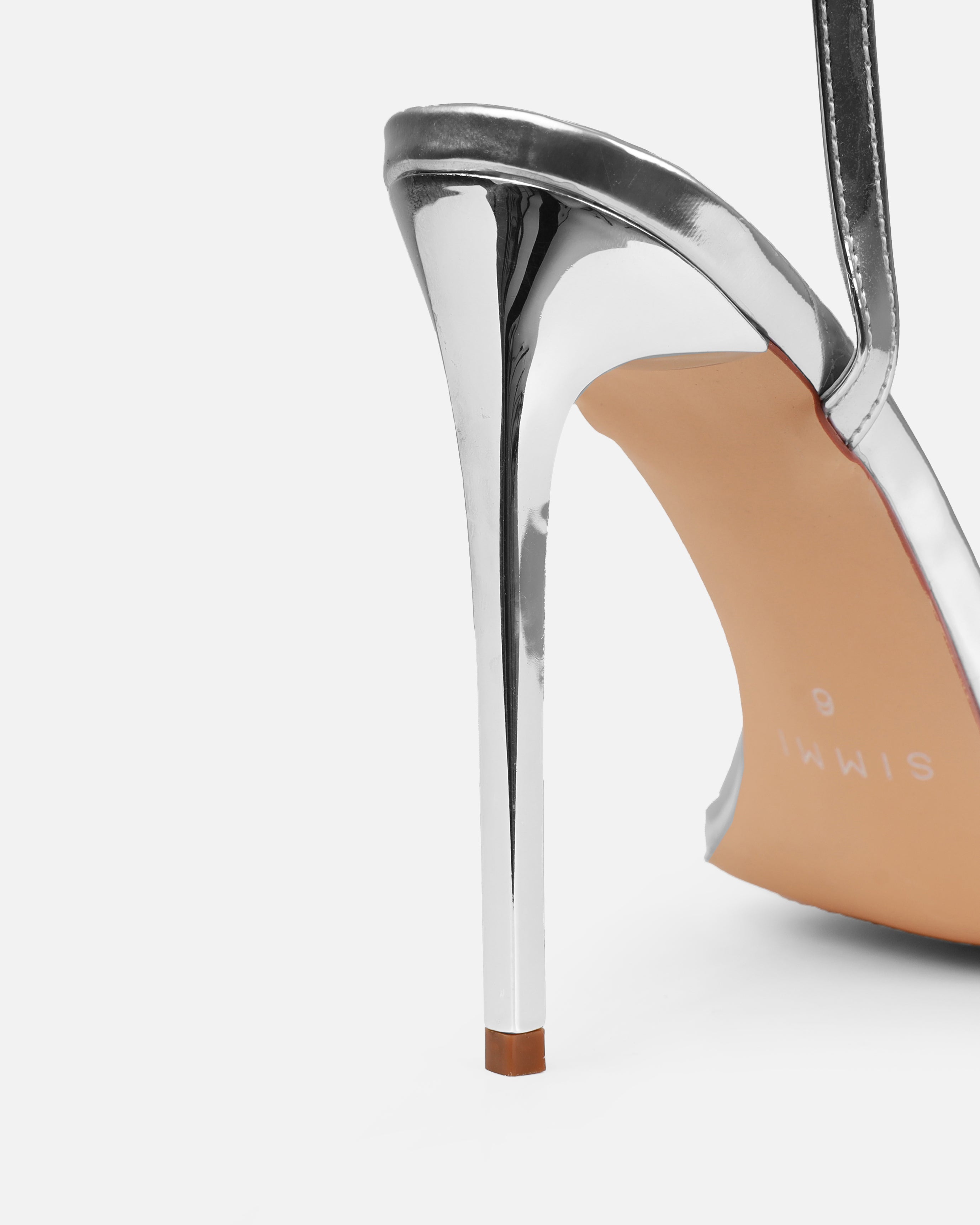 Jolene Silver Mirror Pearl Bow Stiletto Heels | SIMMI London