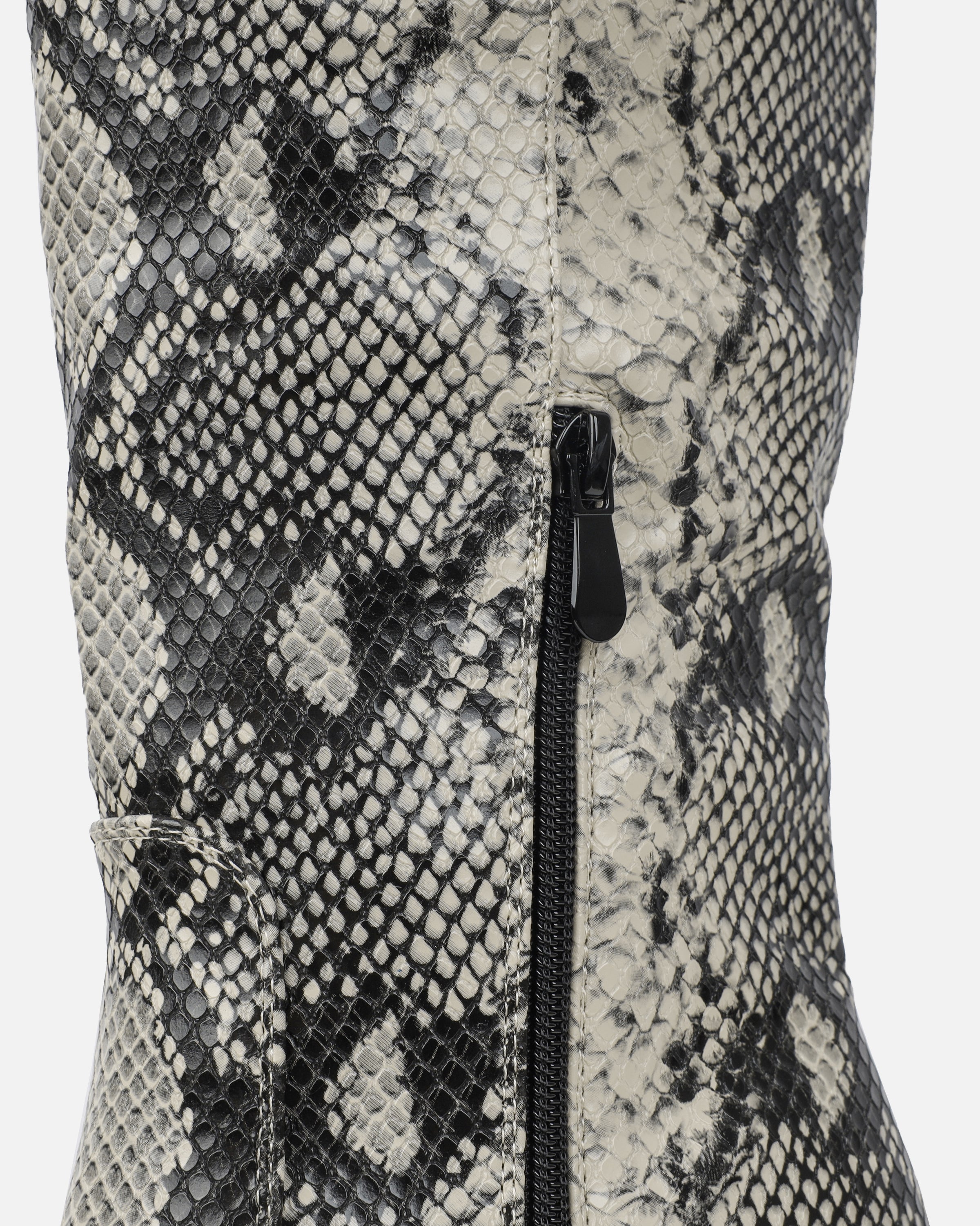 Ramsey Beige Faux Snake Western Boots | SIMMI London