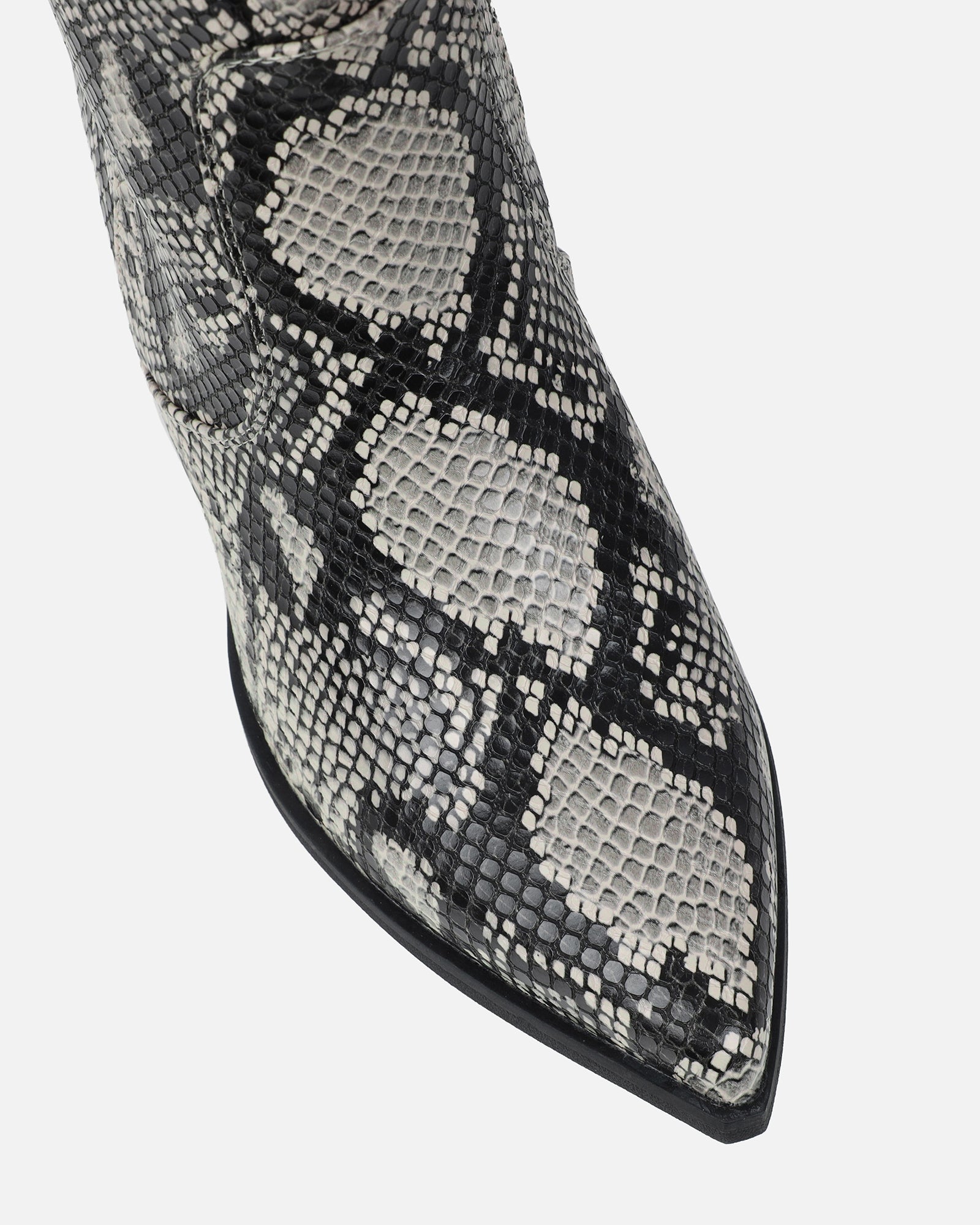 Ramsey Beige Faux Snake Western Boots | SIMMI London